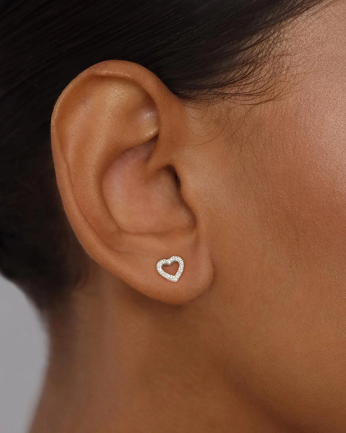 14k Solid Gold Eternal Love Diamond Stud Earring - Image 2