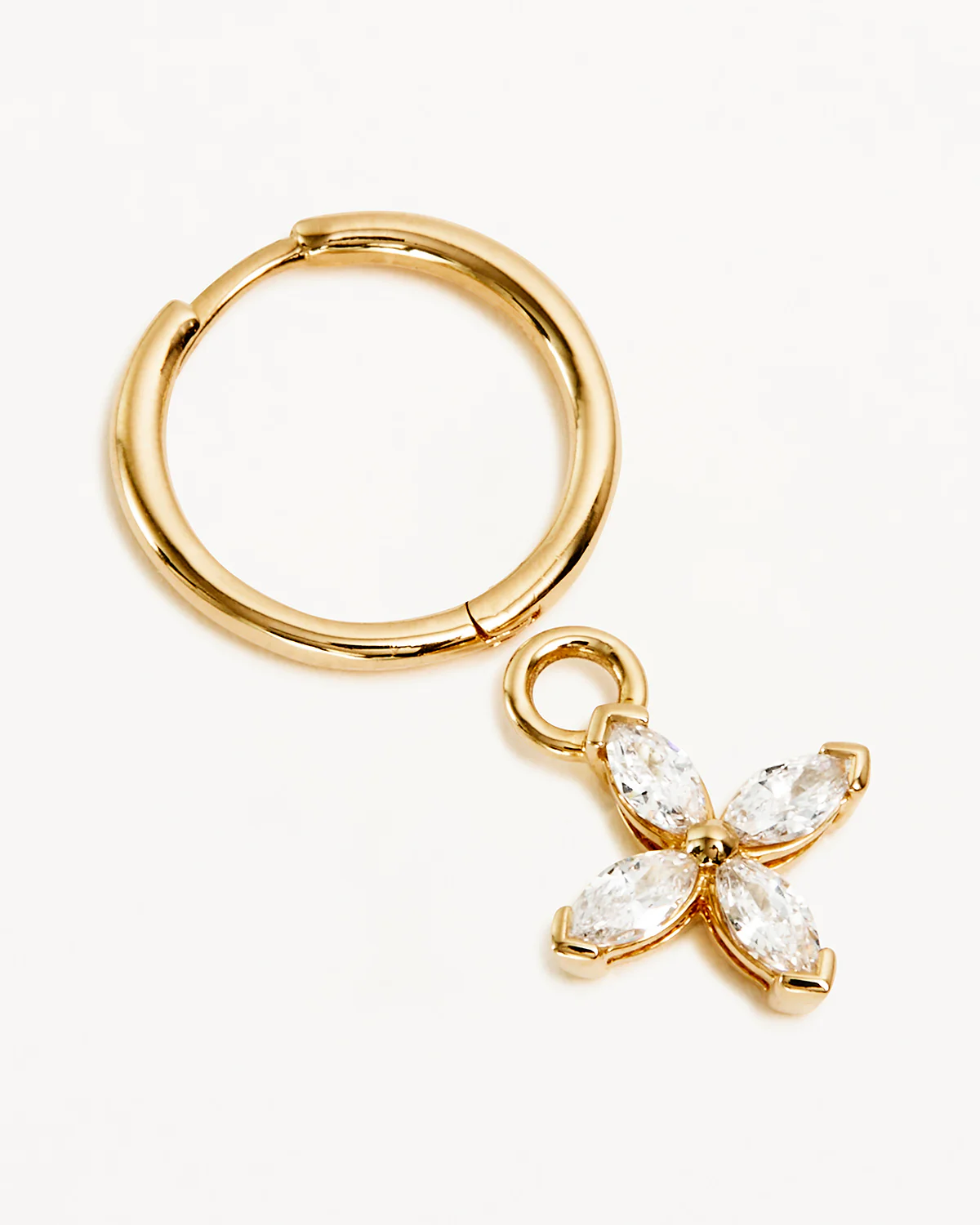14k Solid Gold Blossom Lab-Grown Diamond Hoop - Image 3