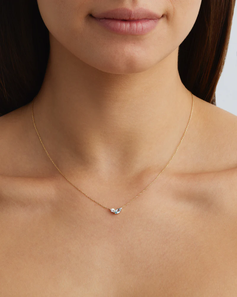 14k Solid Gold By Your Side Sapphire Necklace - Image 4
