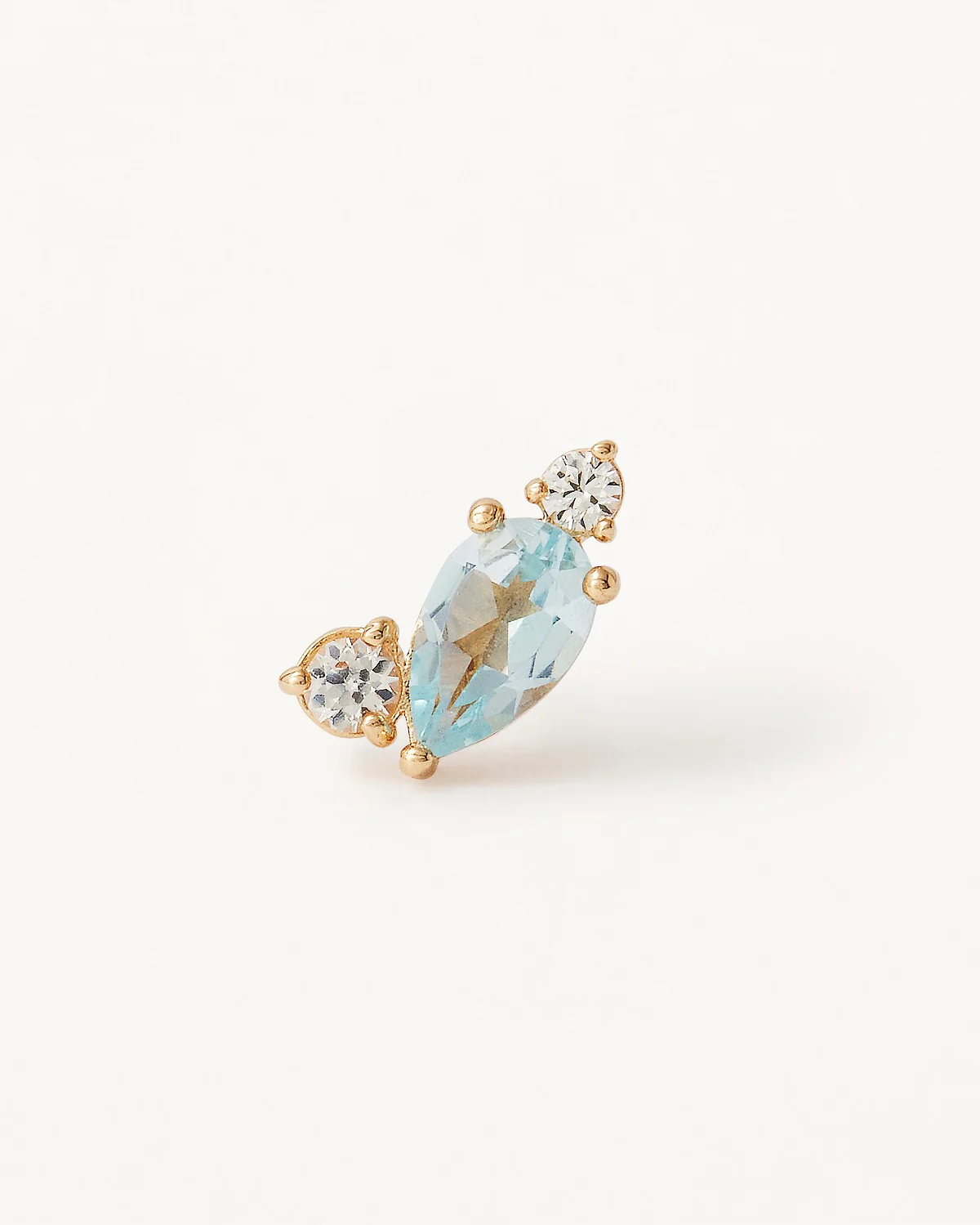 14k Solid Gold By Your Side Sapphire Single Earring - Left - Image 3