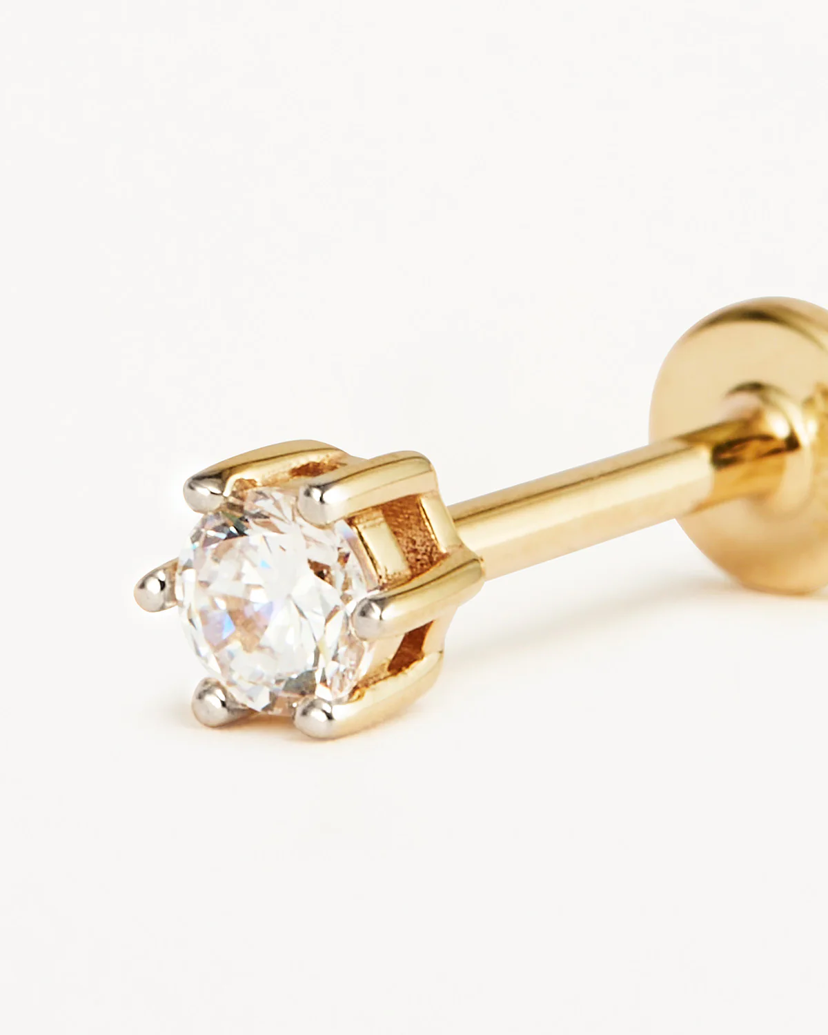14k Solid Gold Crystal Cartilage Earring - Image 3