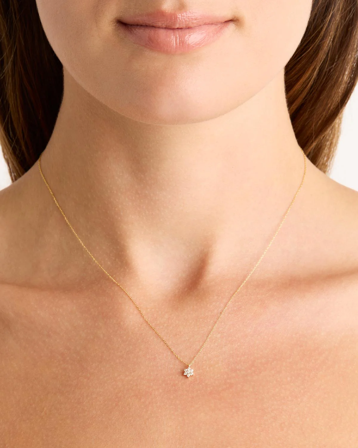 14k Solid Gold Crystal Lotus Flower Necklace - Image 2