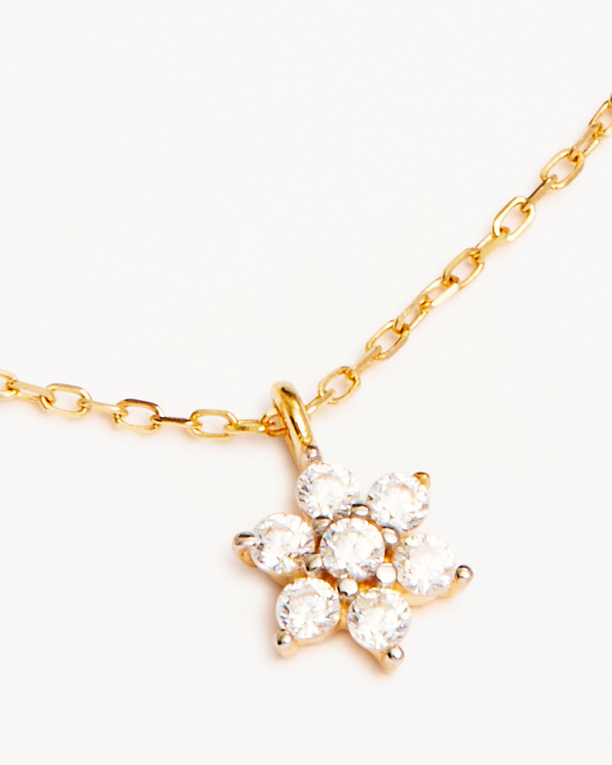 14k Solid Gold Crystal Lotus Flower Necklace - Image 3