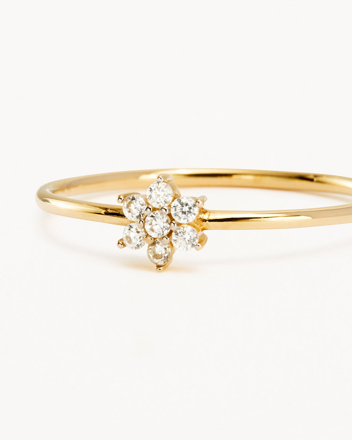 14k Solid Gold Crystal Lotus Flower Ring - Image 3