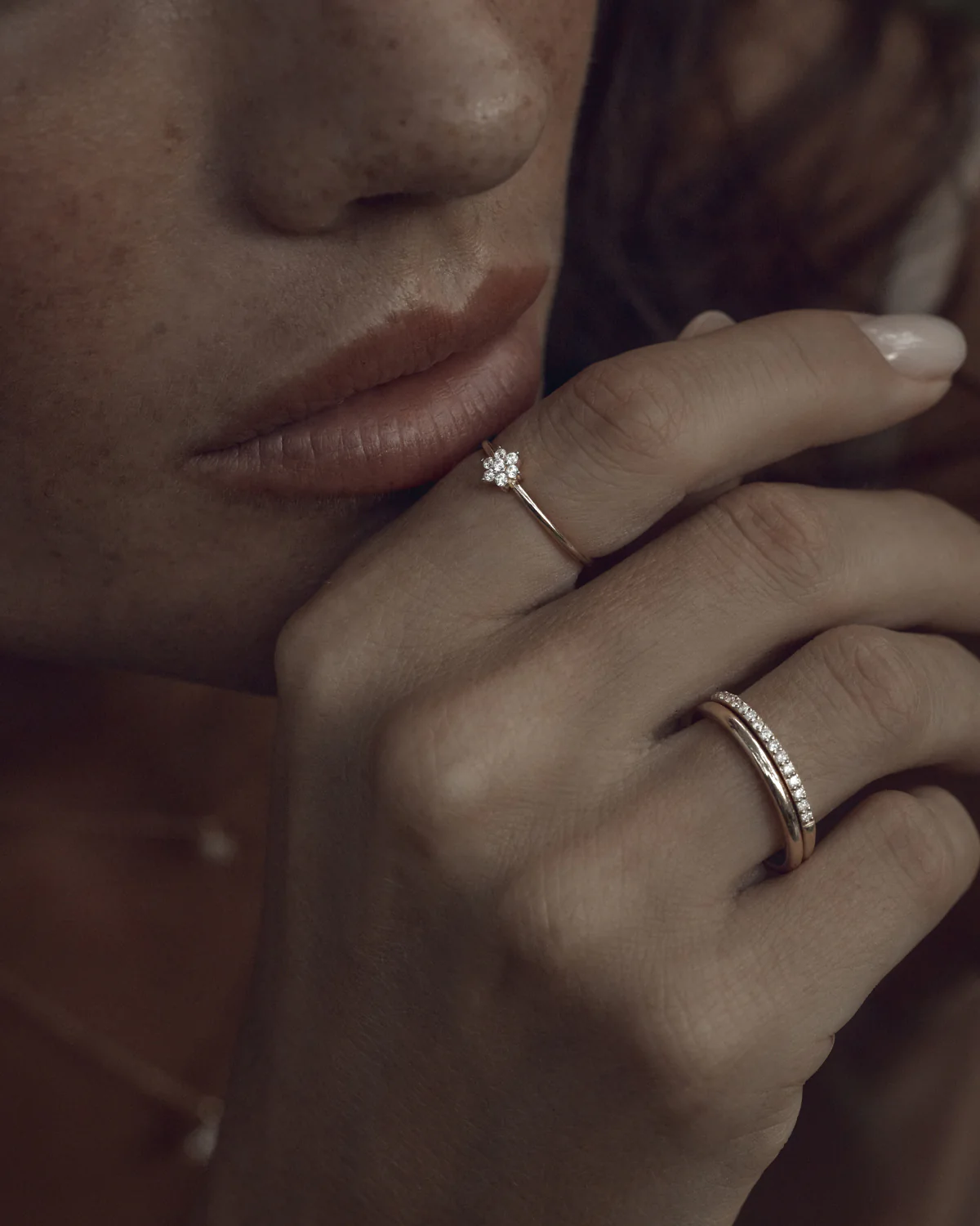 14k Solid Gold Crystal Lotus Flower Ring - Image 4