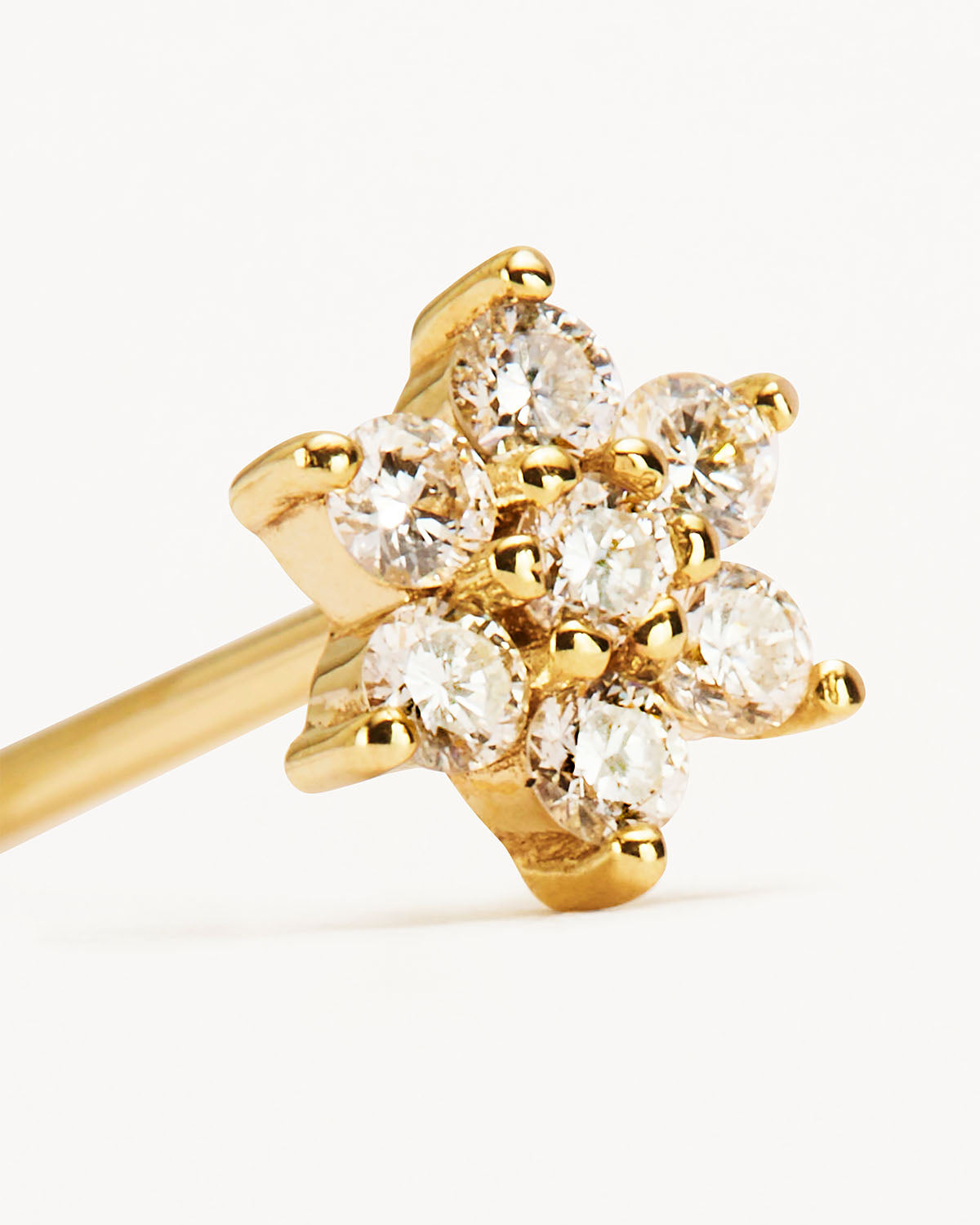 14k Solid Gold Crystal Lotus Flower Stud Earring - Image 3