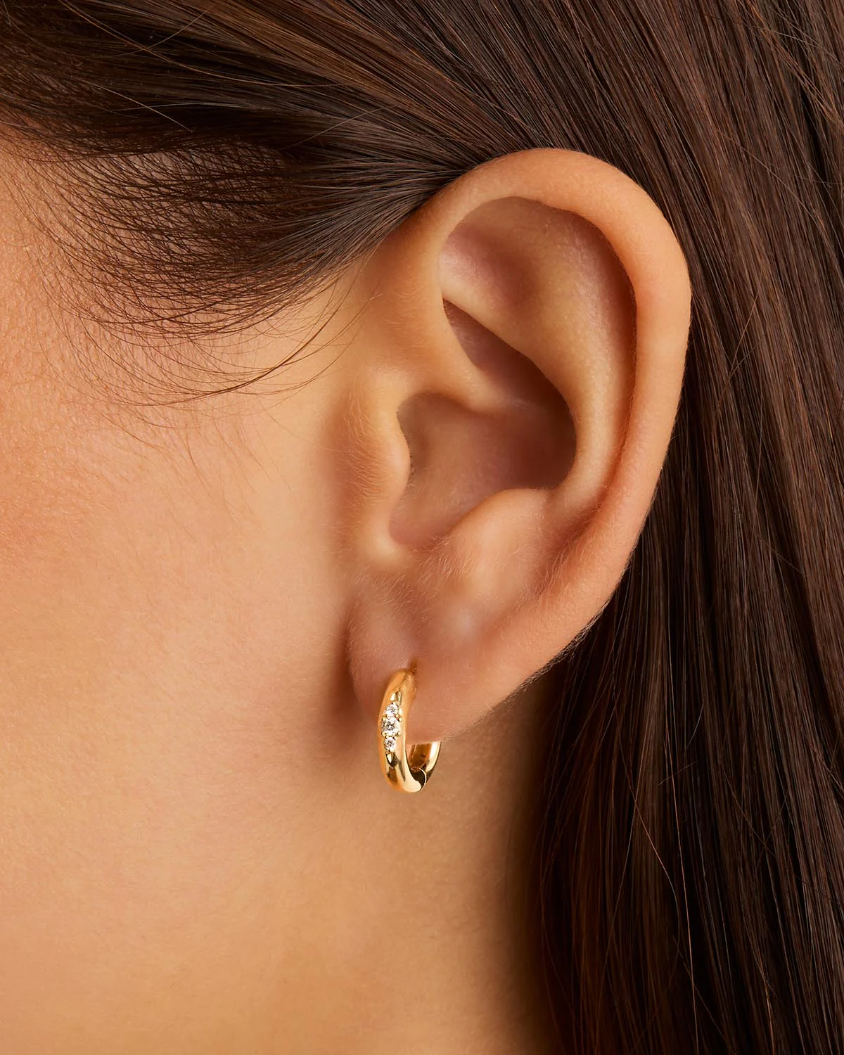 14k Solid Gold Diamond Petal Hoop - Image 2