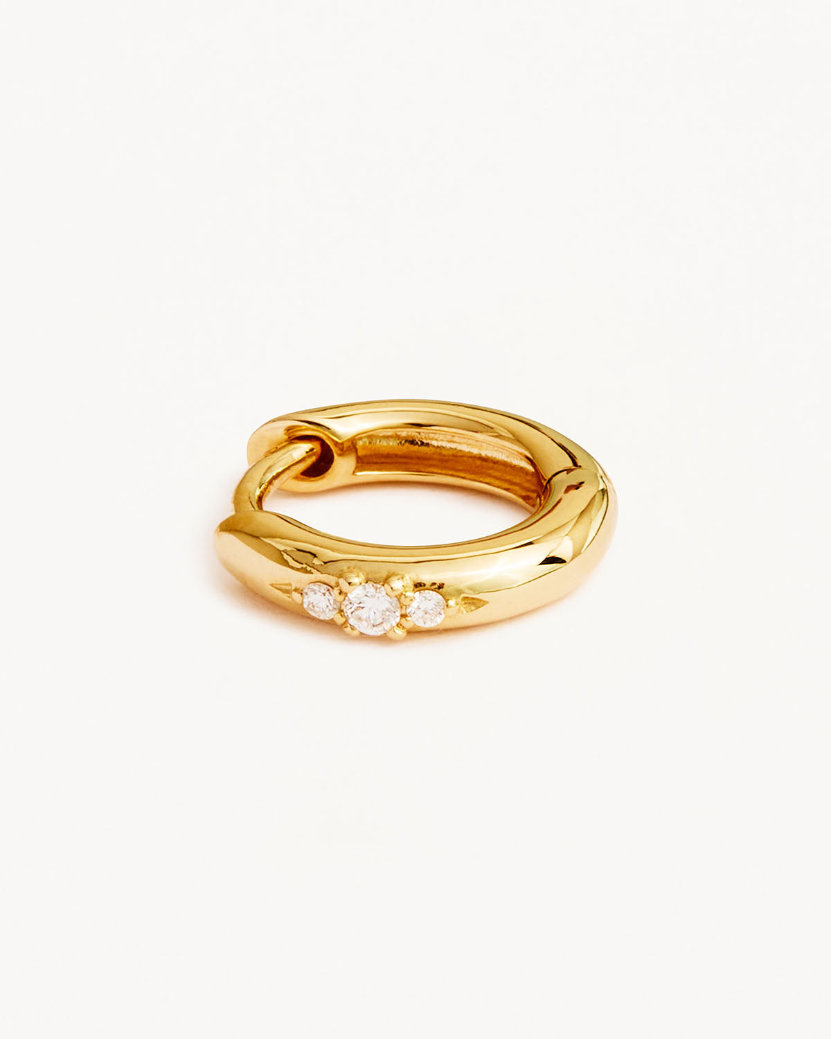 14k Solid Gold Diamond Petal Hoop - Image 3