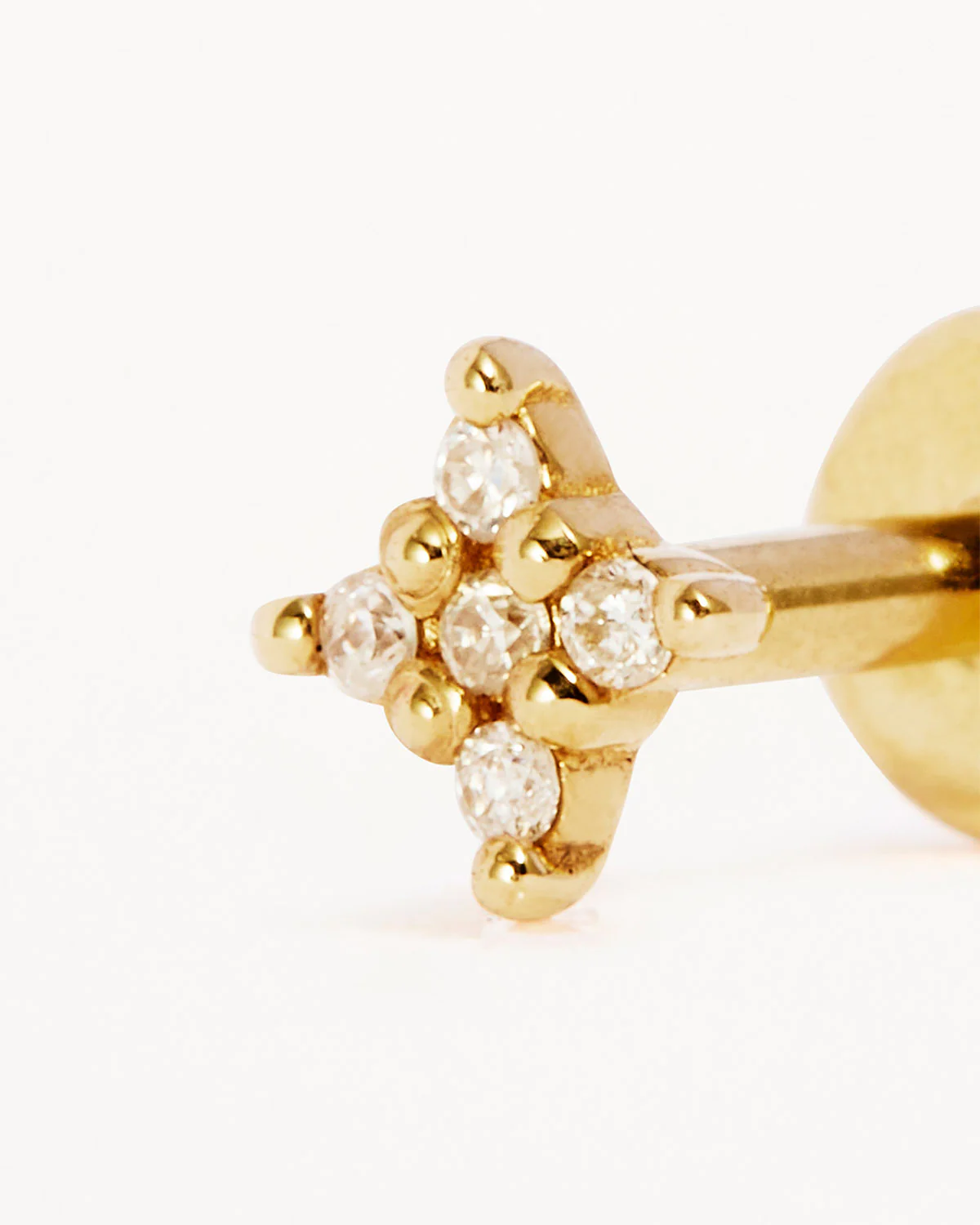 14k Solid Gold Diamond Sacred Cartilage Flatback Earring - Image 3