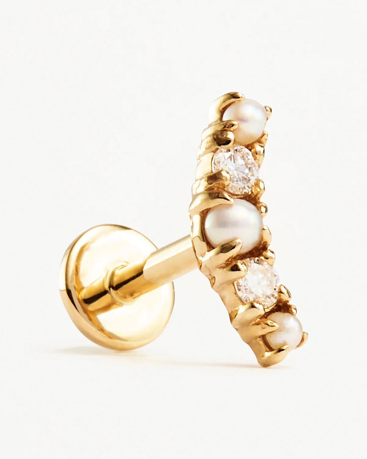 14k Solid Gold Diamond Whimsical Cartilage Flatback Earring - Image 3