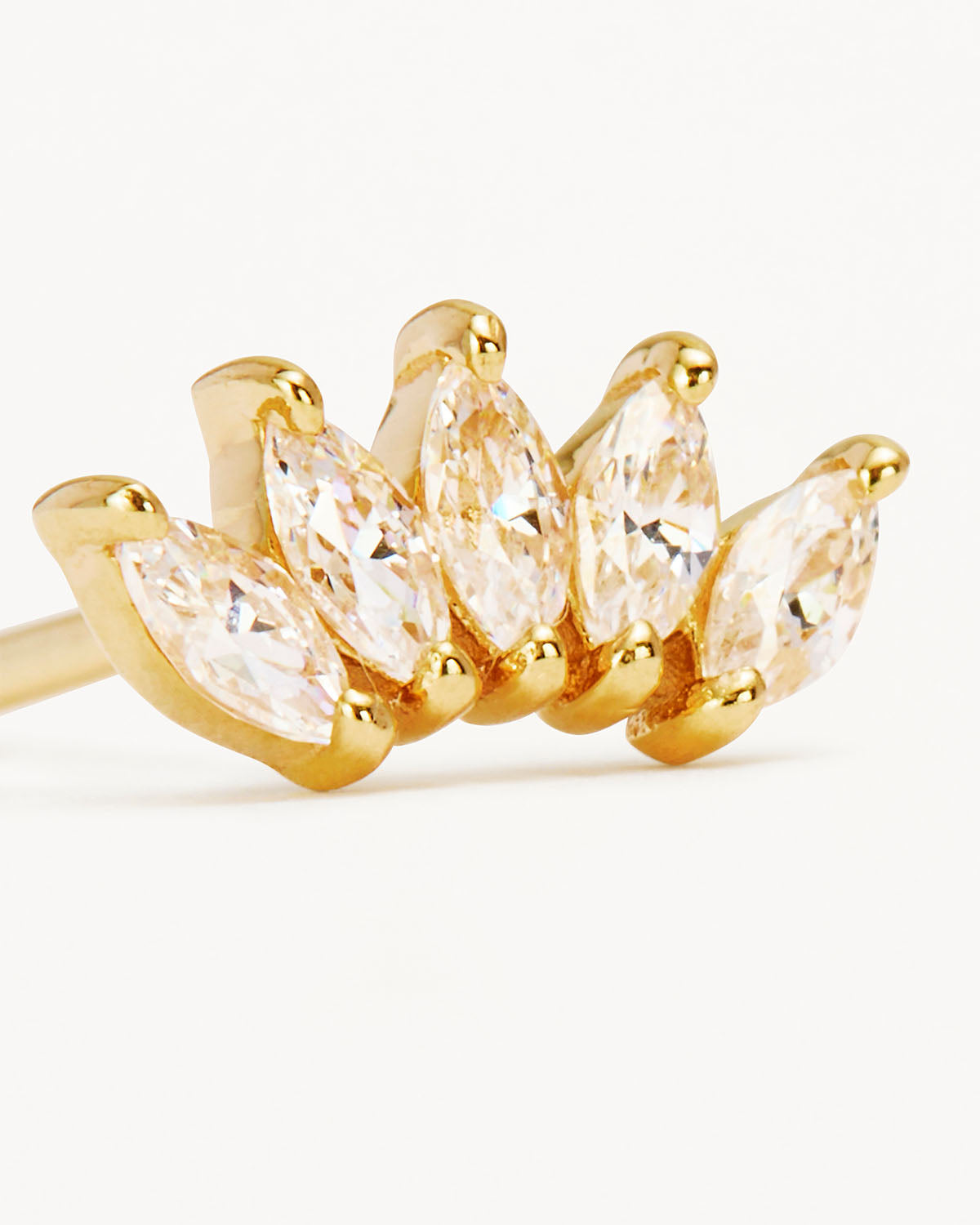 14k Solid Gold Eternal Lotus Crystal Cartilage Earring - Image 3