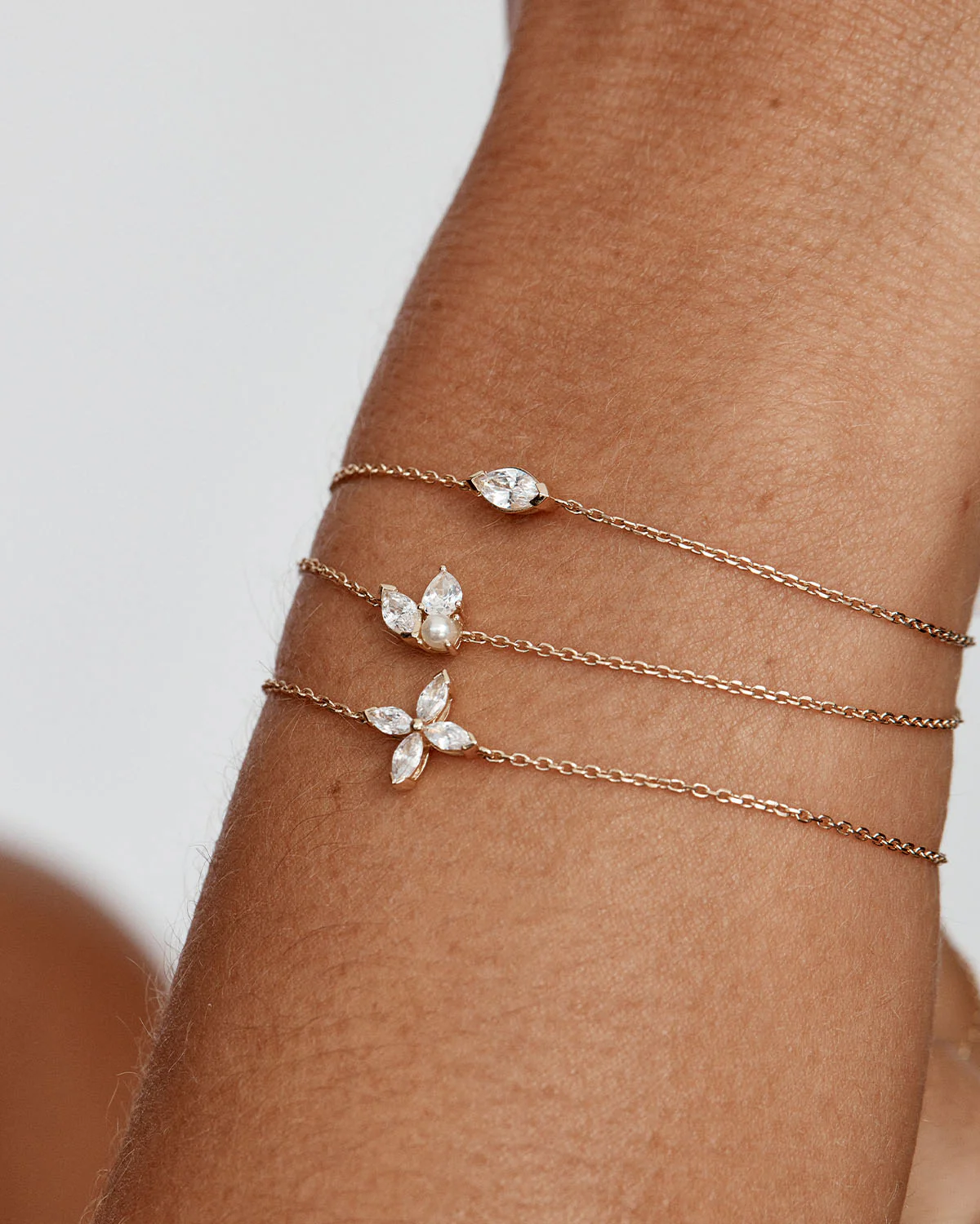 14k Solid Gold Floating Petal Lab-Grown Diamond Bracelet - Image 5