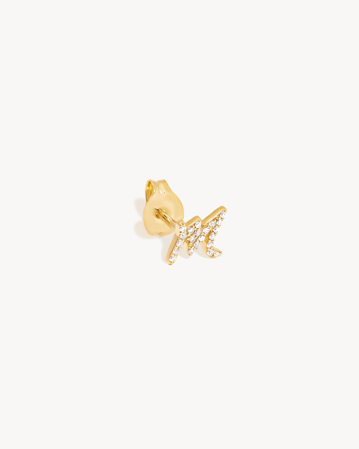 14k Solid Gold Forever Love Diamond Letter Earring - Image 29