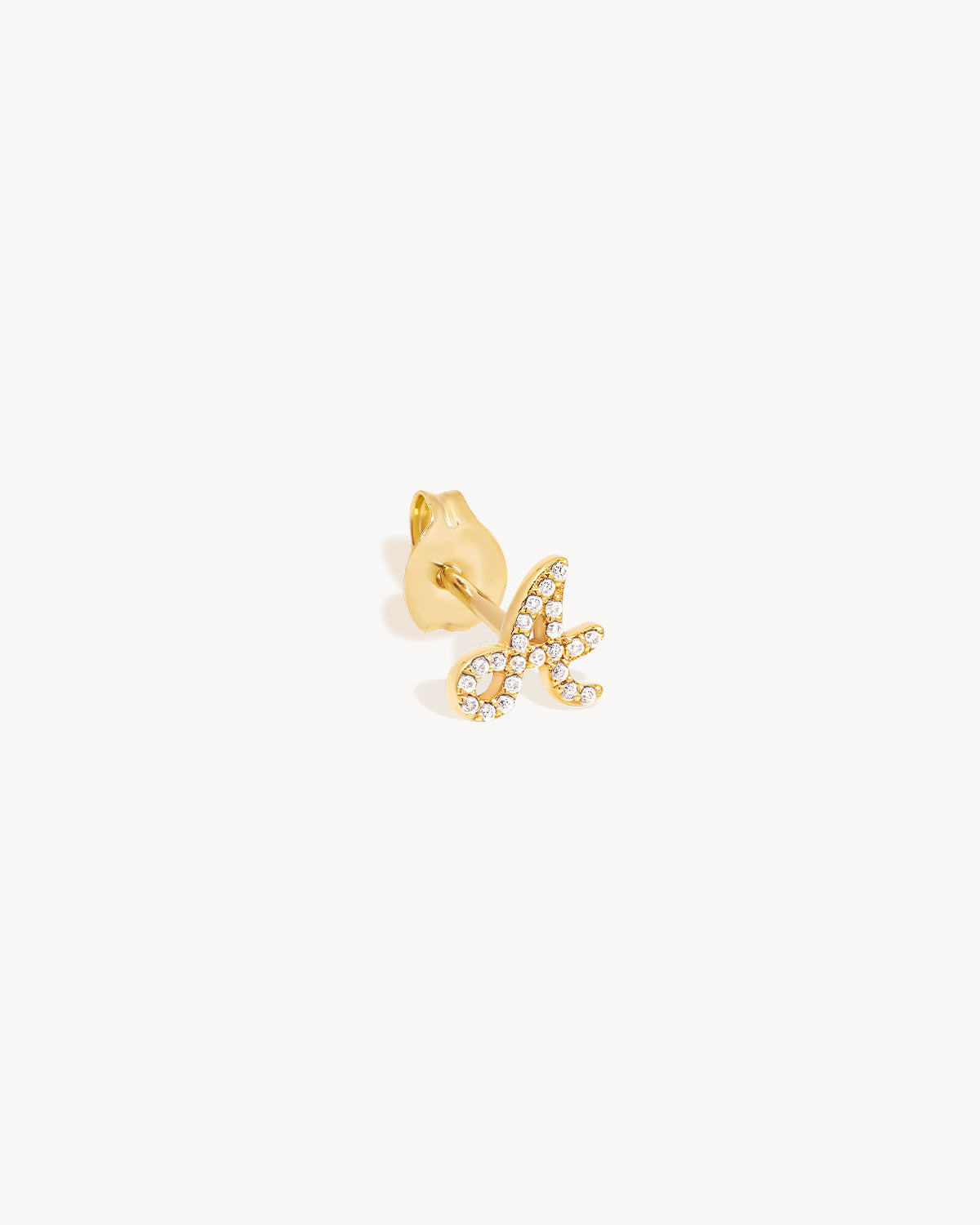 14k Solid Gold Forever Love Diamond Letter Earring - Image 3