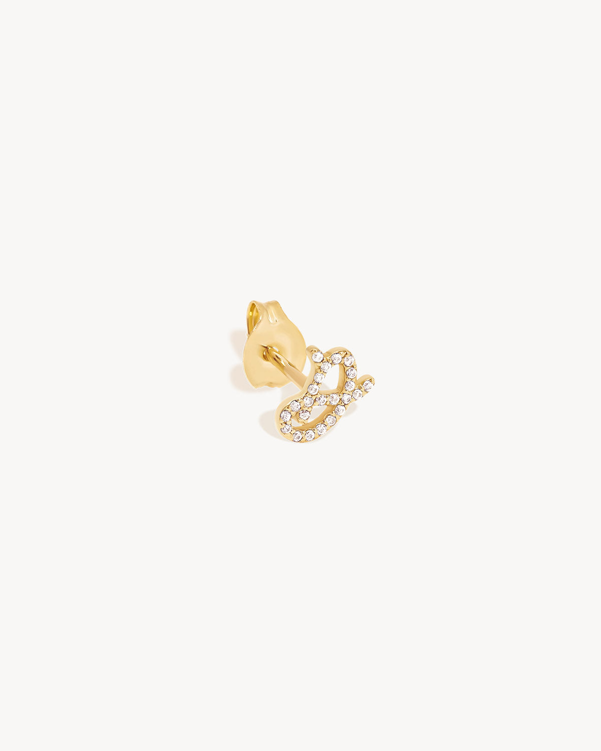 14k Solid Gold Forever Love Diamond Letter Earring - Image 9