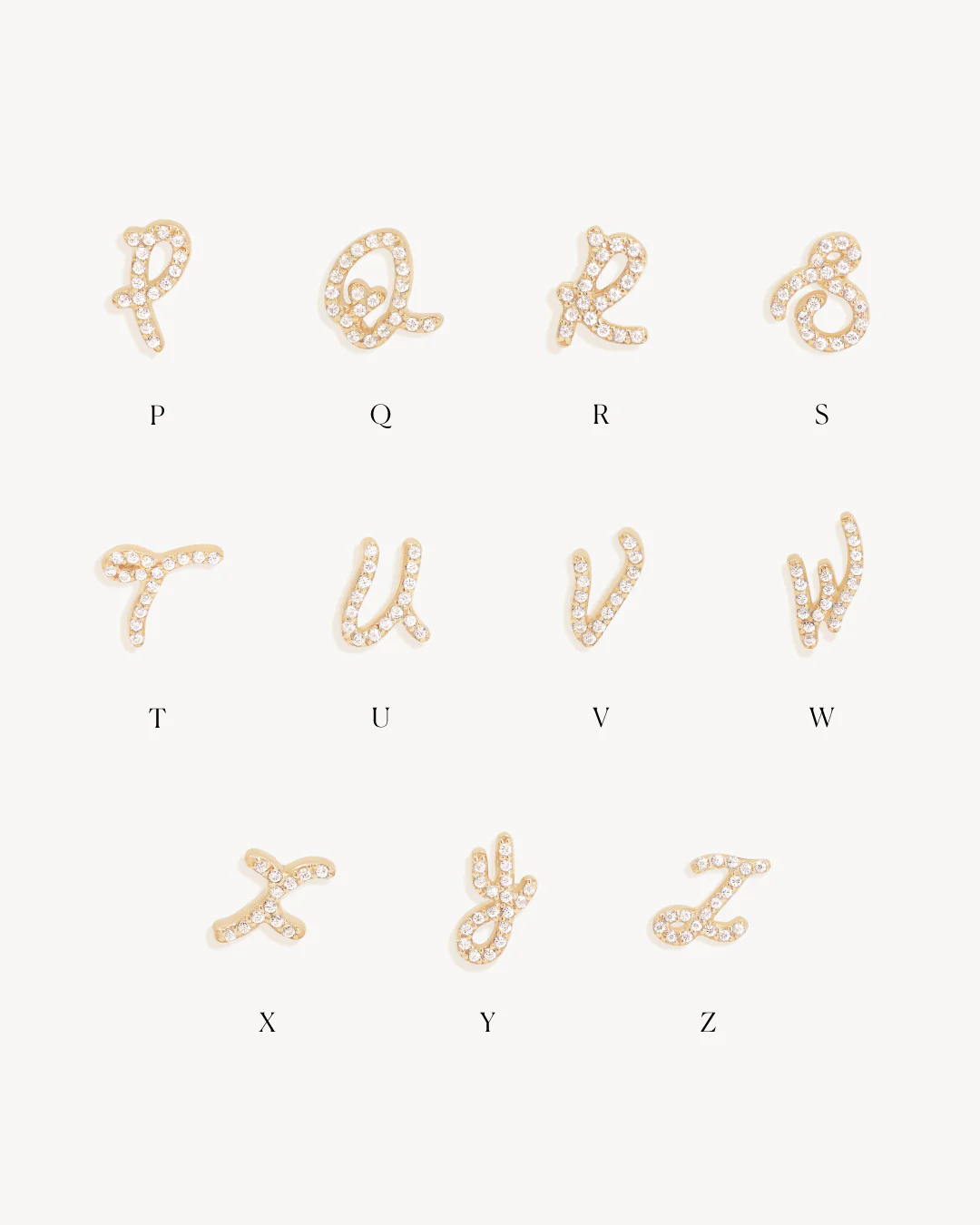 14k Solid Gold Forever Love Diamond Letter Hoop Earring Charm - Image 5