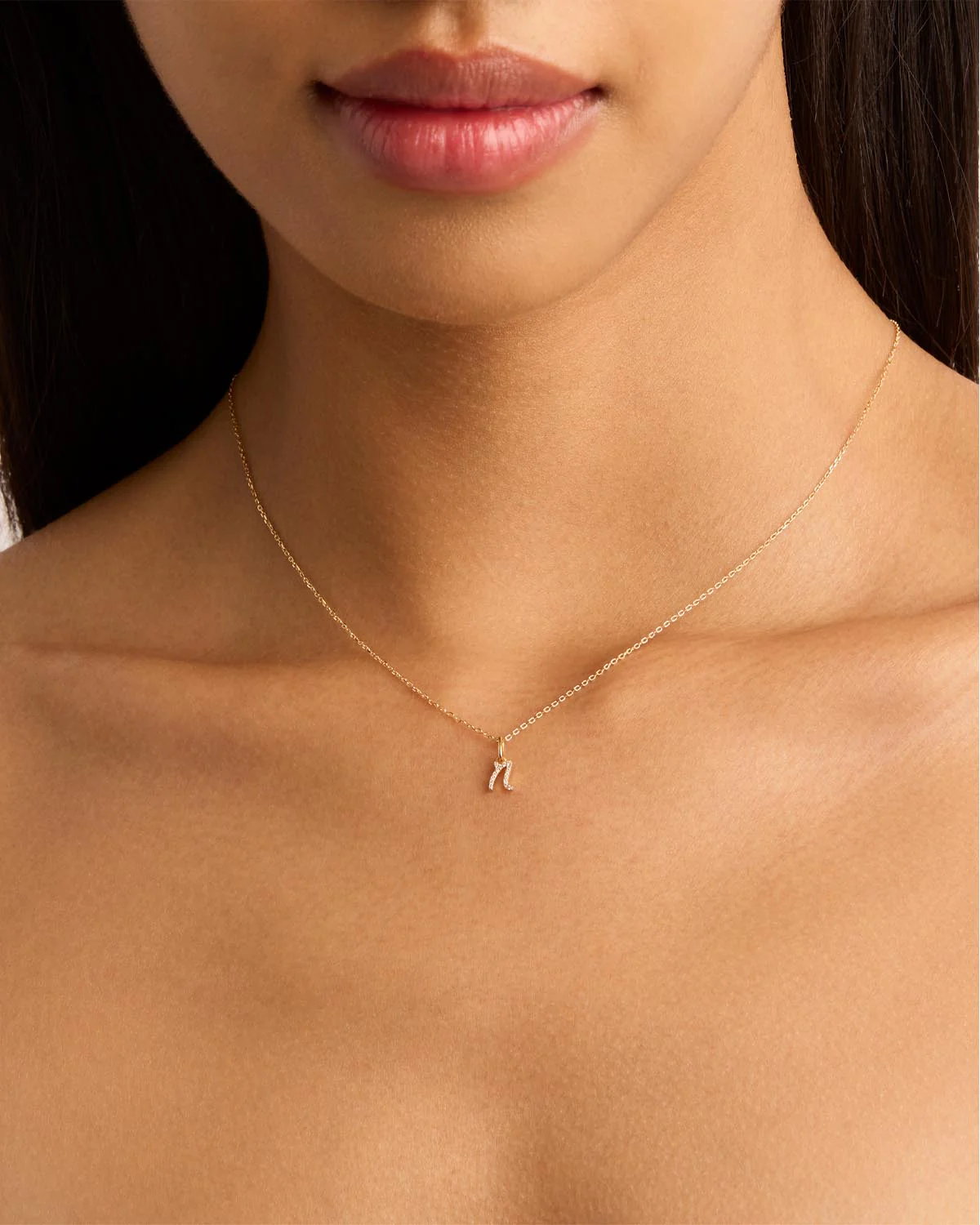 14k Solid Gold Forever Love Diamond Letter Necklace Pendant - Image 40