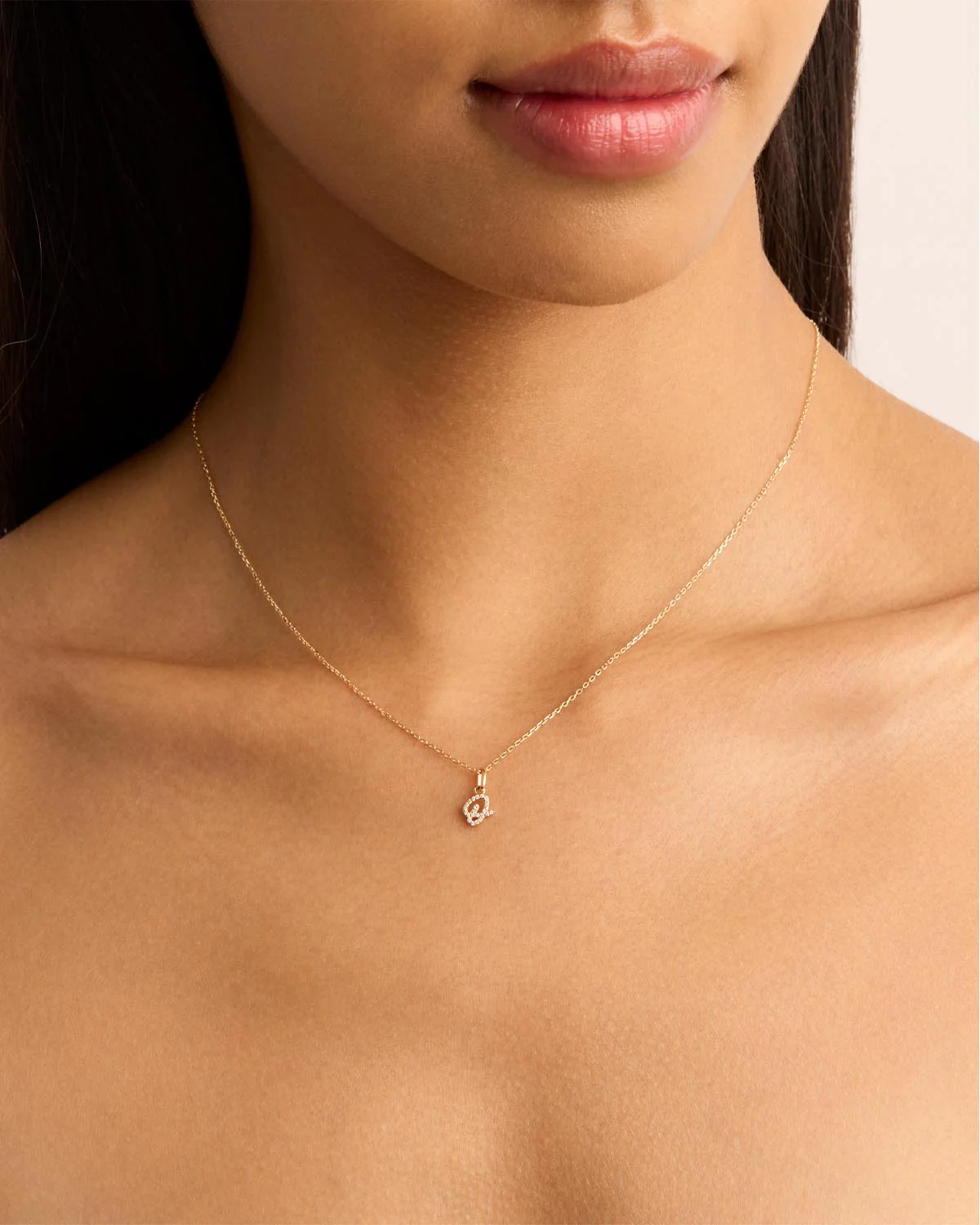 14k Solid Gold Forever Love Diamond Letter Necklace Pendant - Image 42