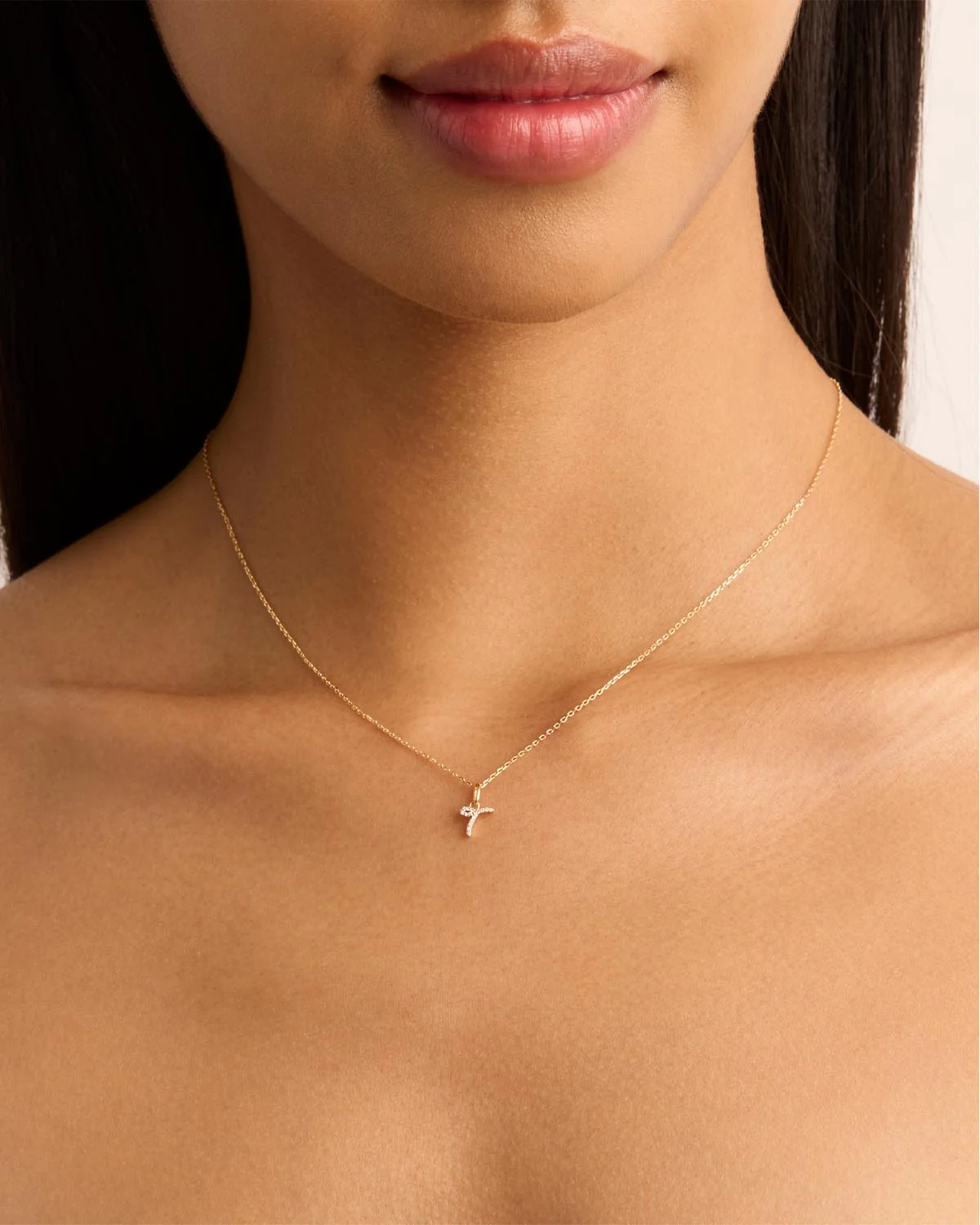 14k Solid Gold Forever Love Diamond Letter Necklace Pendant - Image 56