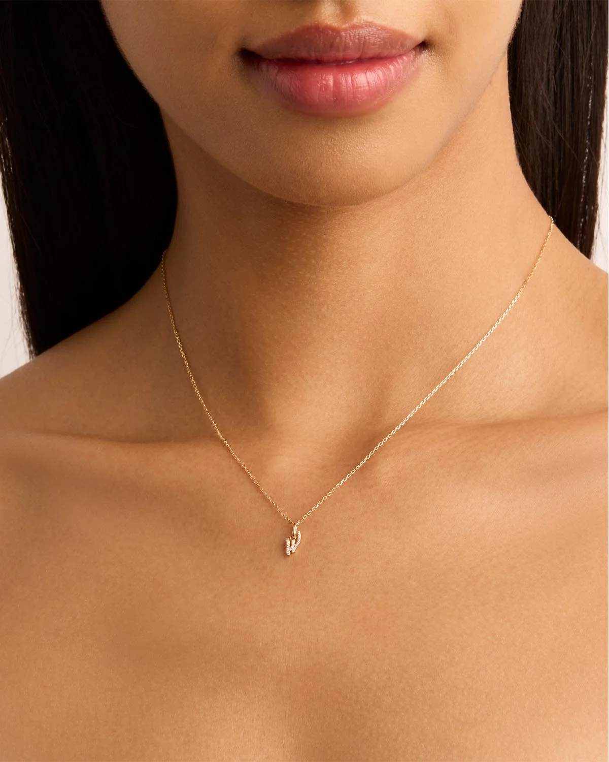 14k Solid Gold Forever Love Diamond Letter Necklace Pendant - Image 63