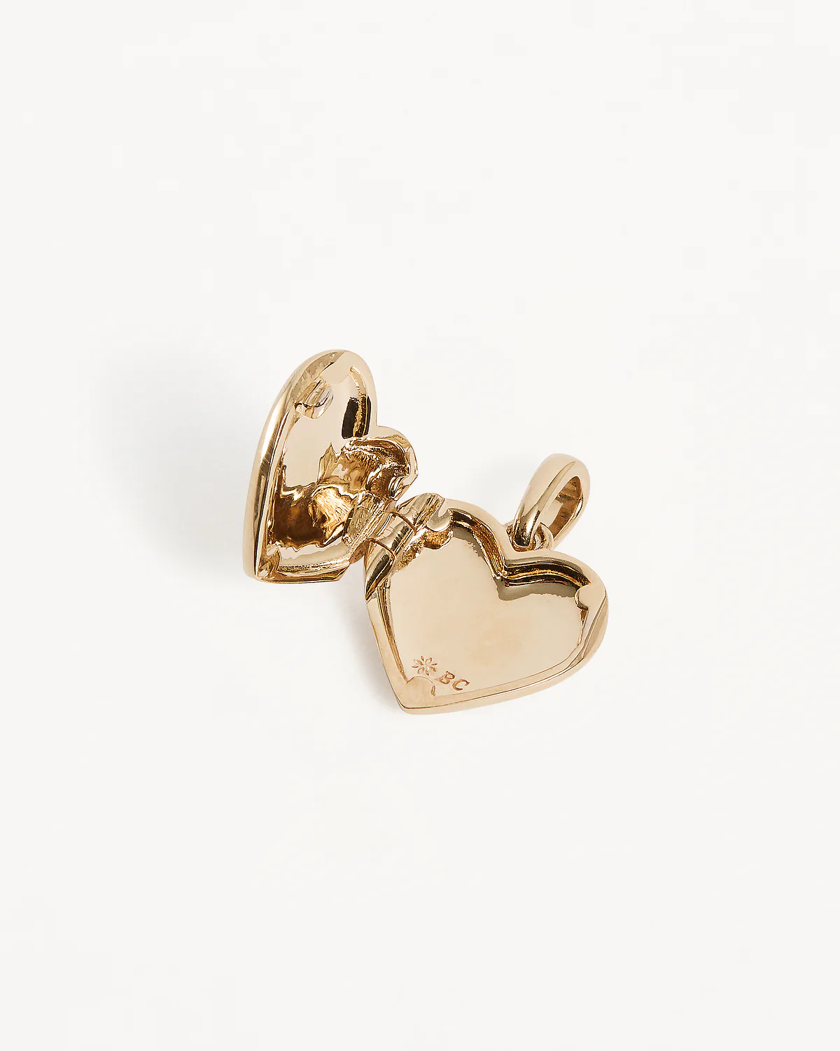 14k Solid Gold Heart Diamond Lotus Locket Pendant - Image 4