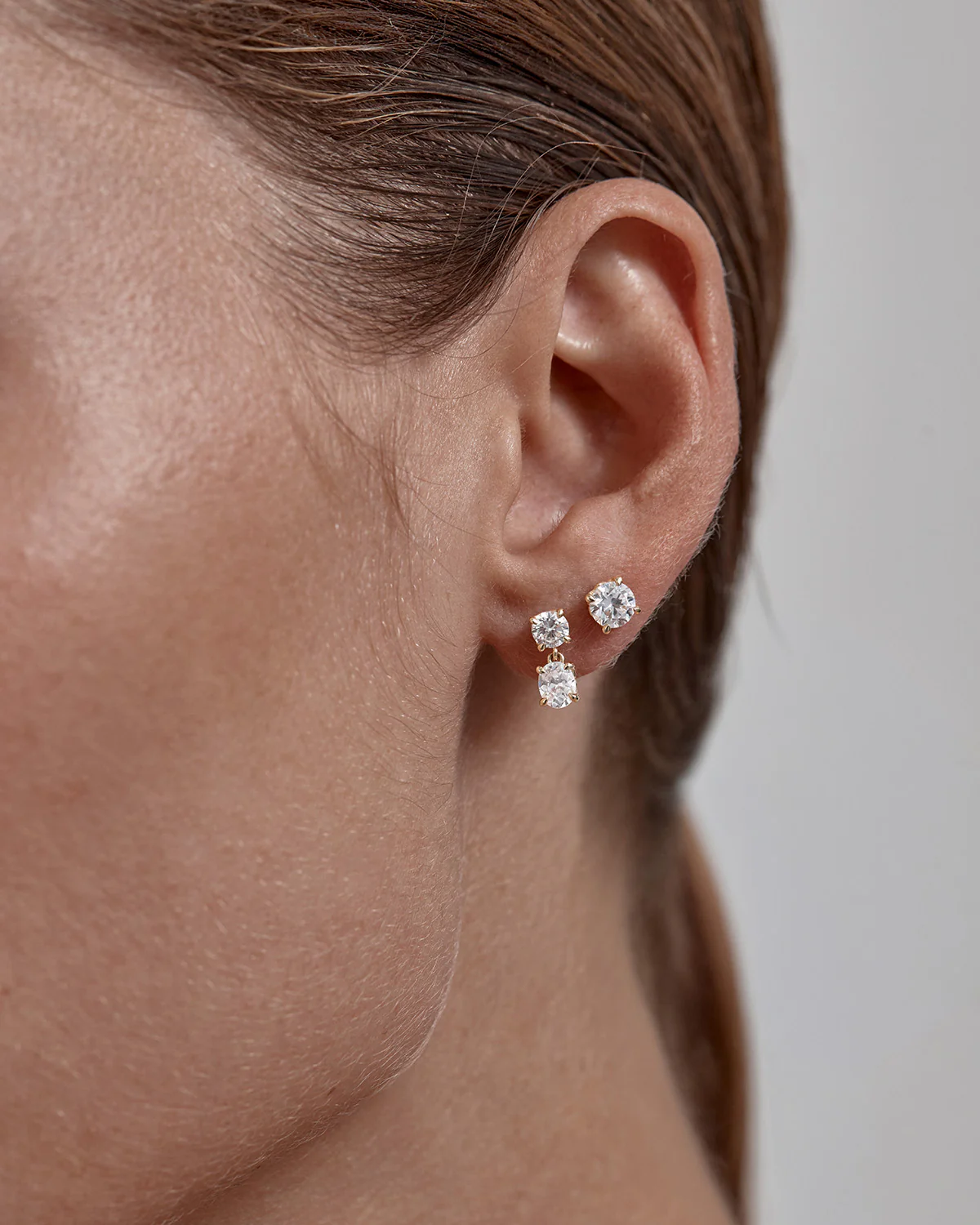 14k Solid Gold Held in Light Lab-Grown Diamond Drop Earring - Image 4