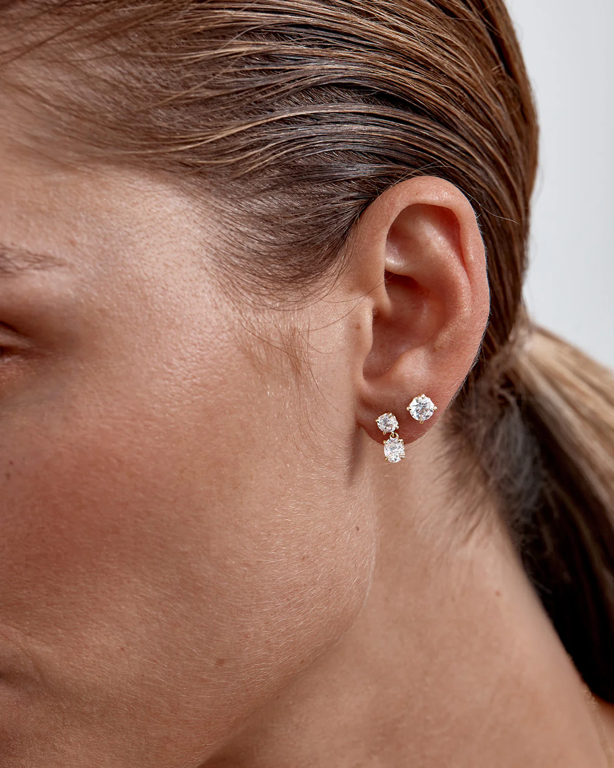14k Solid Gold Held in Light Lab-Grown Diamond Drop Earring - Image 5