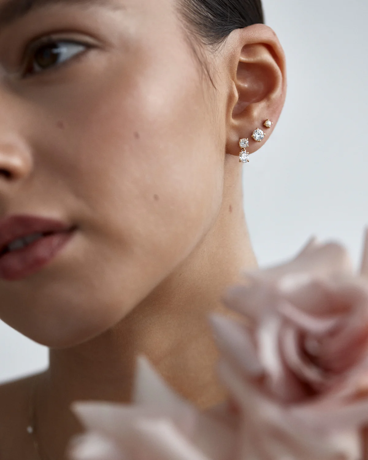 14k Solid Gold Held in Light Lab-Grown Diamond Drop Earring - Image 6