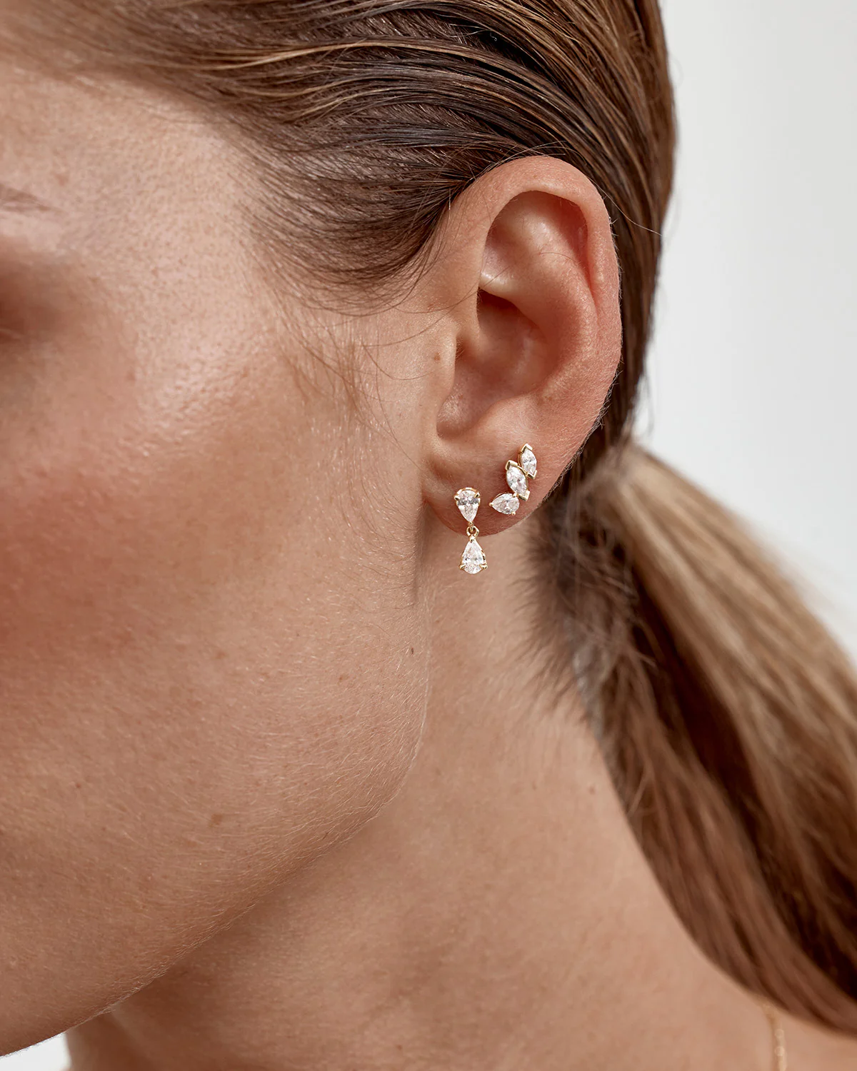 14k Solid Gold Held in Love Lab-Grown Diamond Drop Earring - Image 4