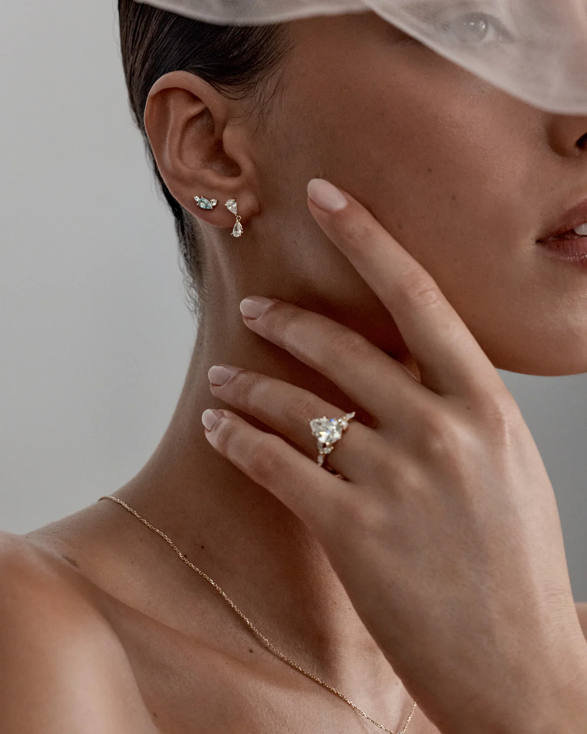 14k Solid Gold Held in Love Lab-Grown Diamond Drop Earring - Image 5