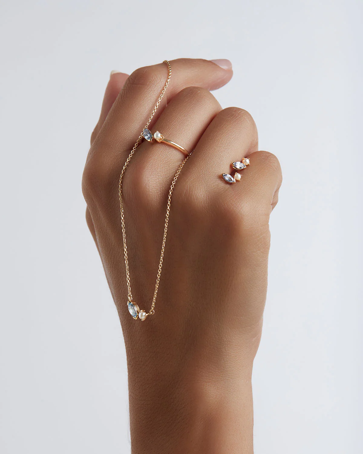 14k Solid Gold Into The Blue Necklace - Image 5