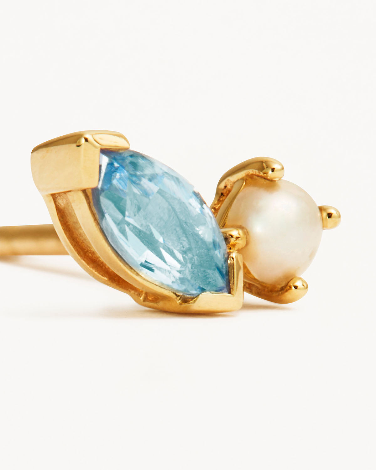 14k Solid Gold Into The Blue Stud Earring - Image 3