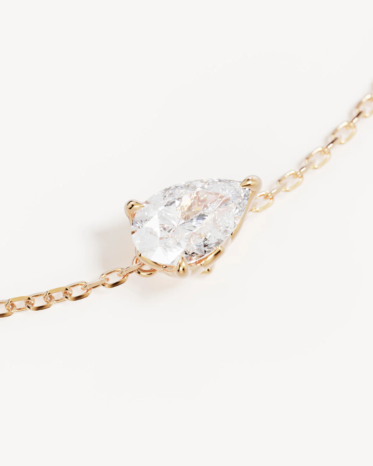 14k Solid Gold Lotus in Bloom Pear Solitaire Lab-Grown Diamond Bracelet - Image 3