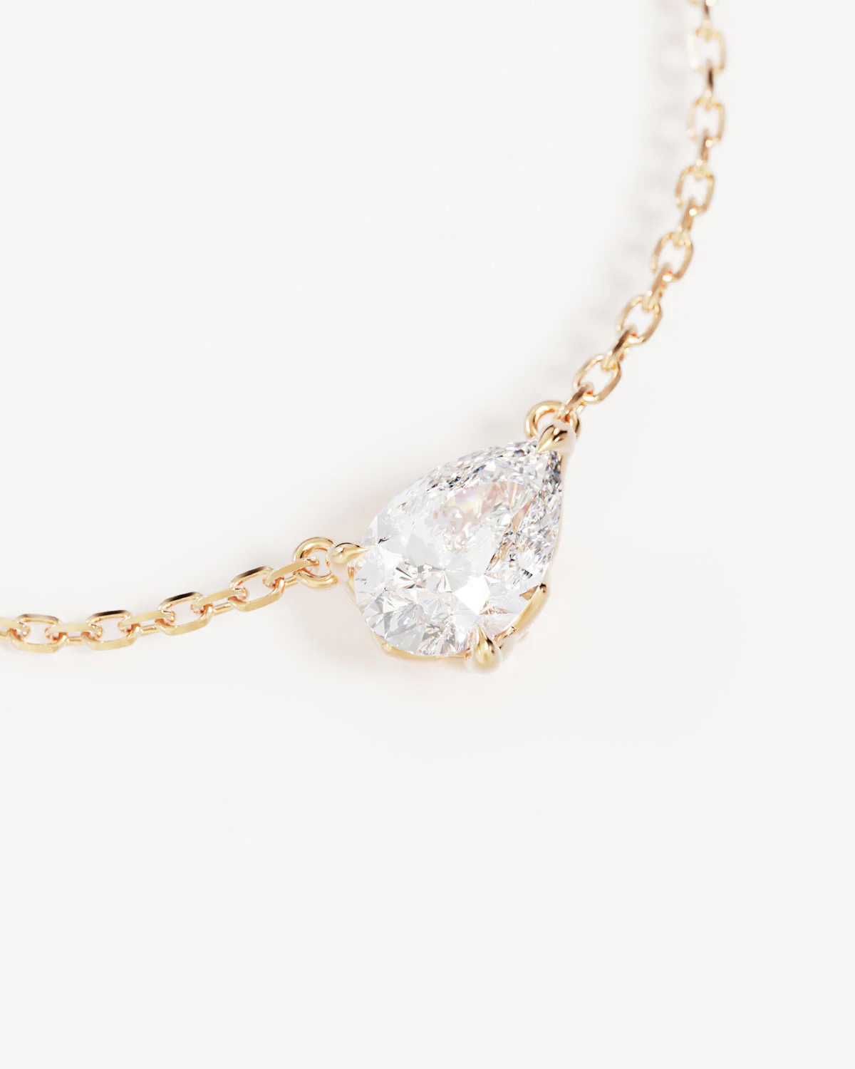 14k Solid Gold Lotus in Bloom Pear Solitaire Lab-Grown Diamond Necklace - Image 3