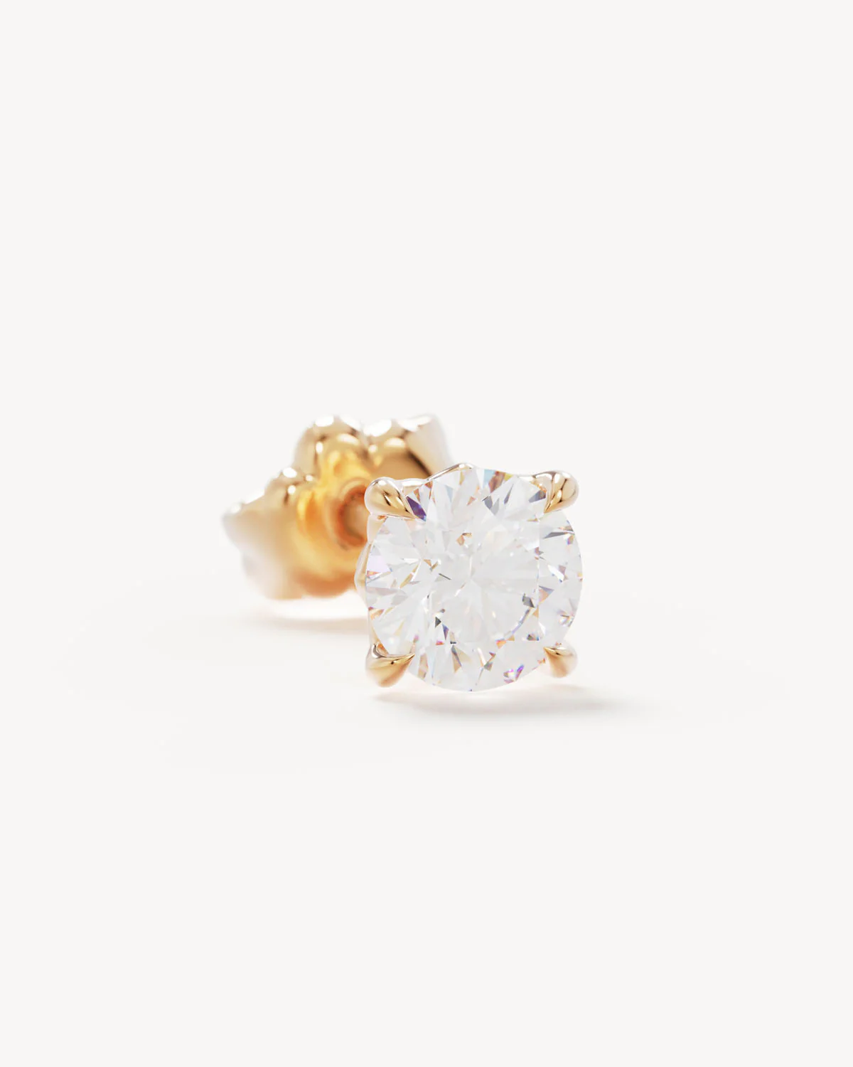 14k Solid Gold Lotus in Bloom Round Lab-Grown Diamond Stud Earring - Image 3