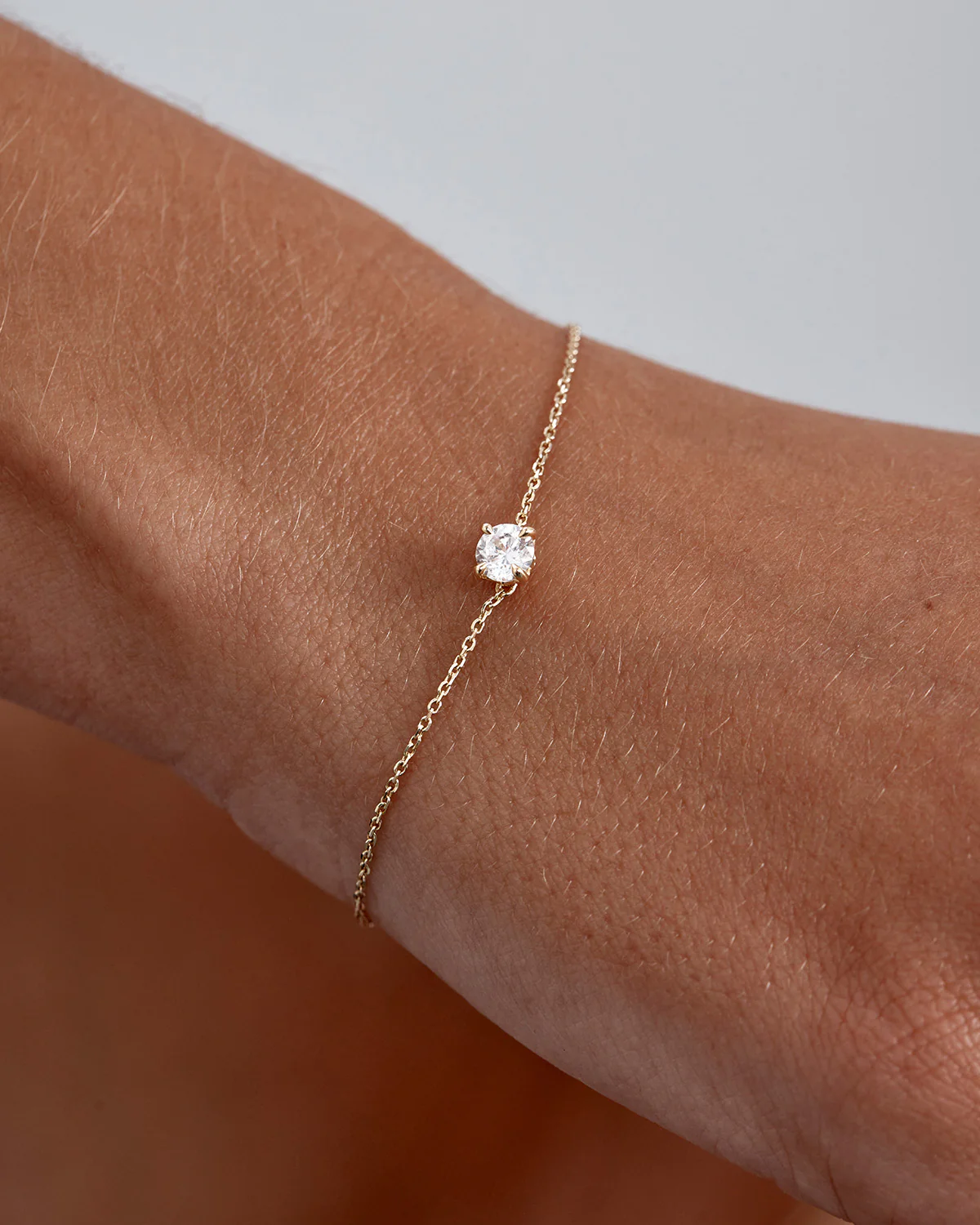 14k Solid Gold Lotus in Bloom Round Solitaire Lab-Grown Diamond Bracelet - Image 4