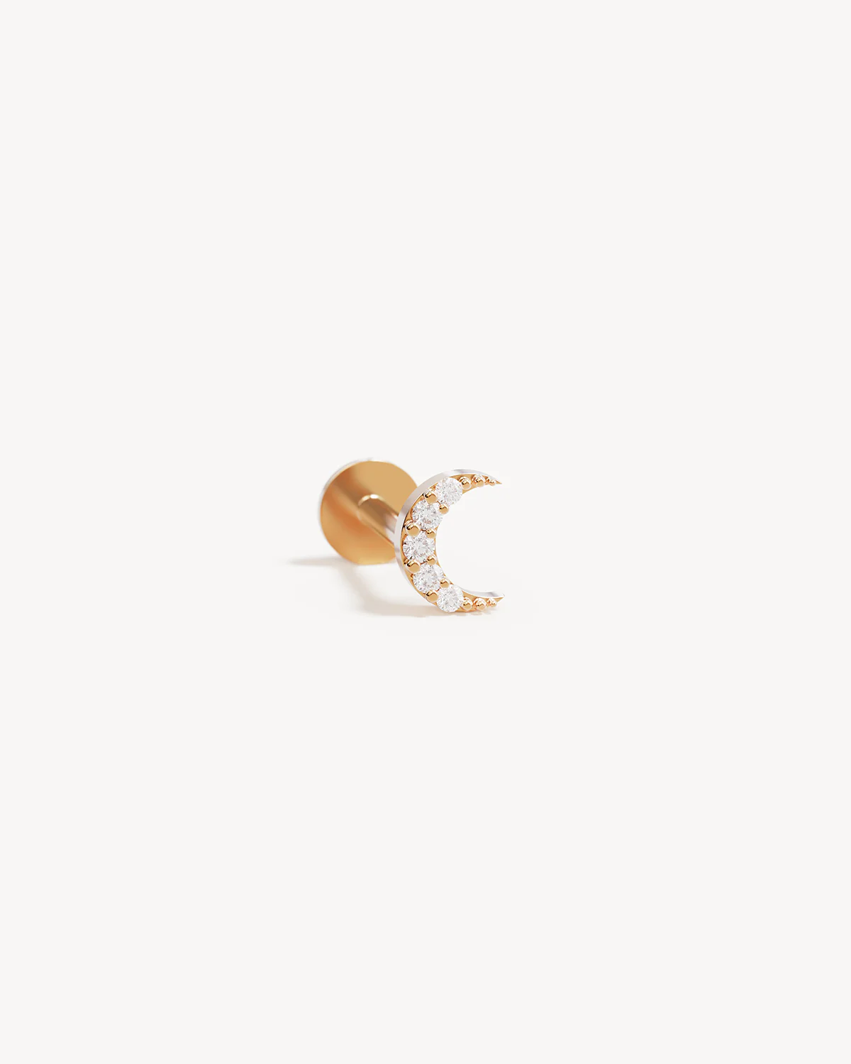 14k Solid Gold Mini Moon Cartilage Earring
