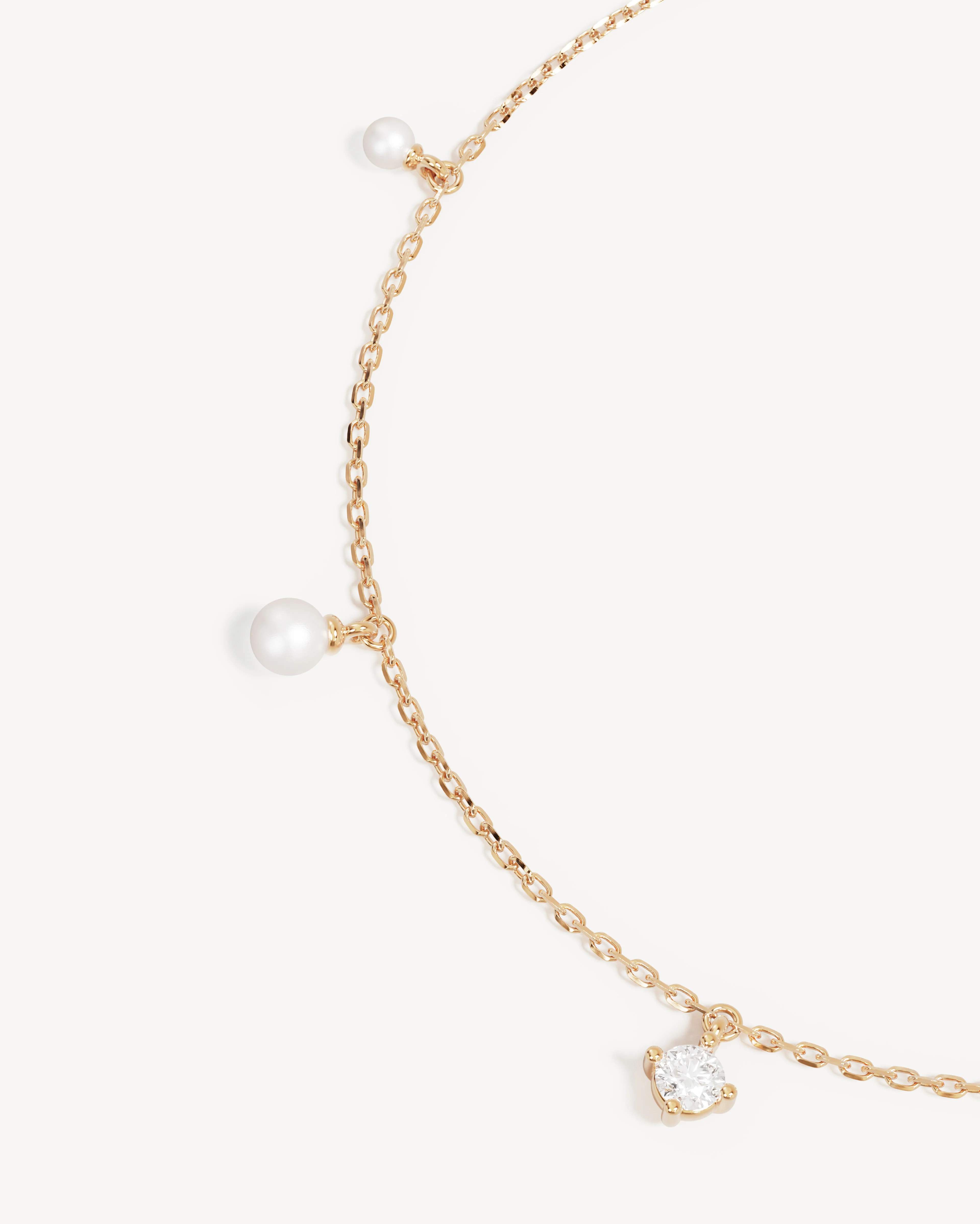 14k Solid Gold Moonlit Journey Lab-Grown Diamond Pearl Bracelet - Image 3