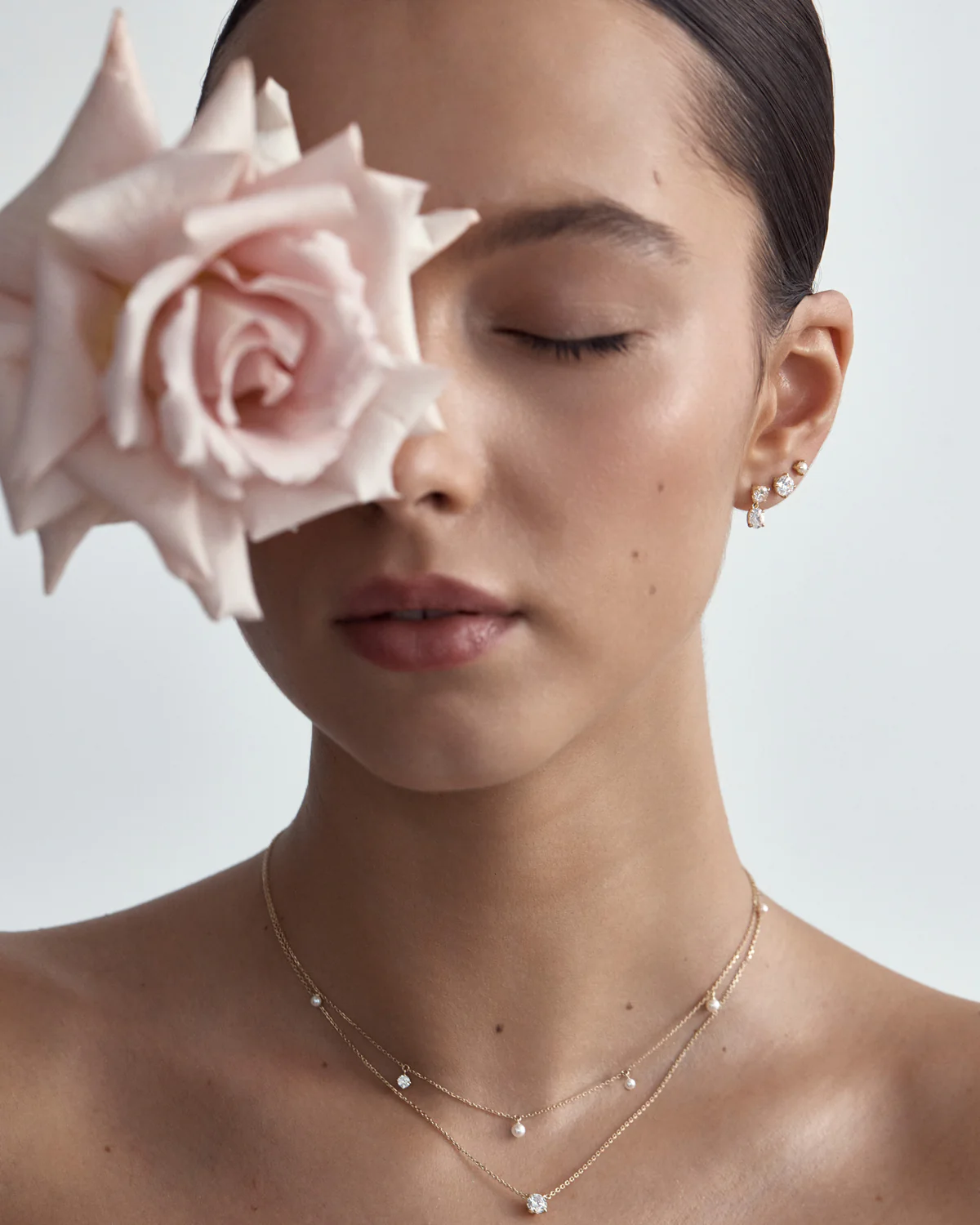 14k Solid Gold Moonlit Journey Lab-Grown Diamond Pearl Choker - Image 5