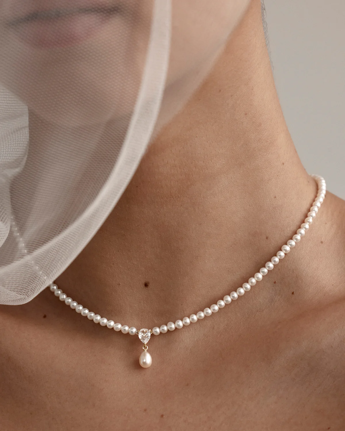 14k Solid Gold Moonlit Lotus Lab-Grown Diamond Pearl Choker - Image 5
