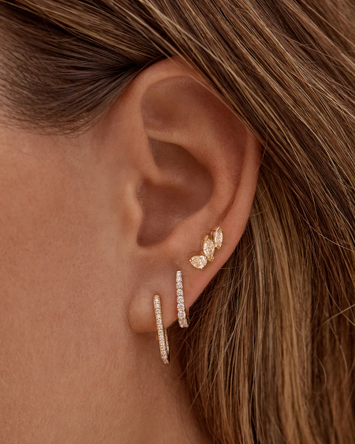 14k Solid Gold Petal by Petal Lab-Grown Diamond Earring - Right - Image 4