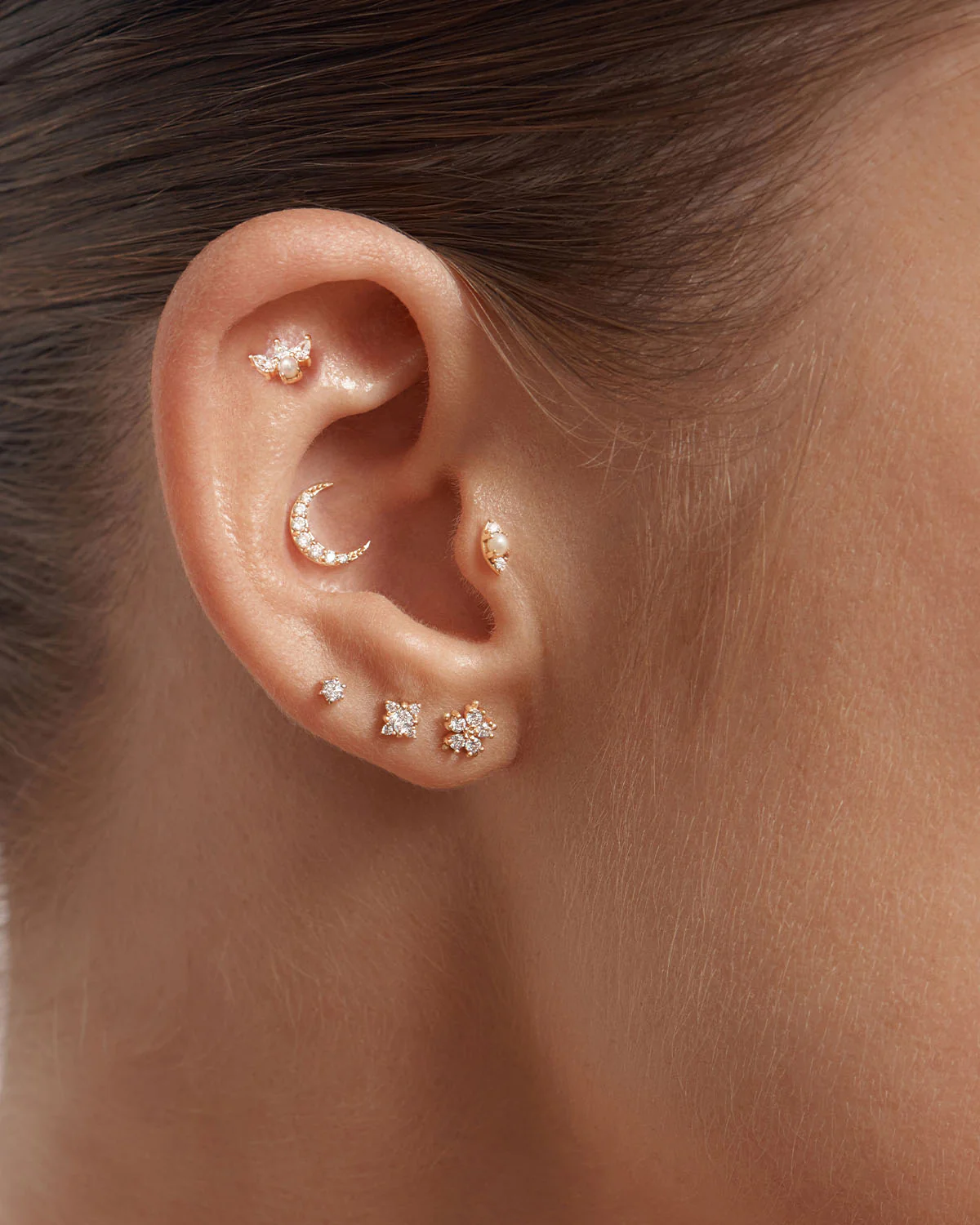 14k Solid Gold Snowflake Cartilage Earring - Image 4