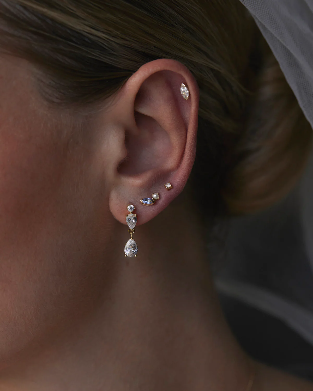 14k Solid Gold With All My Heart Sapphire Single Earring - Image 8