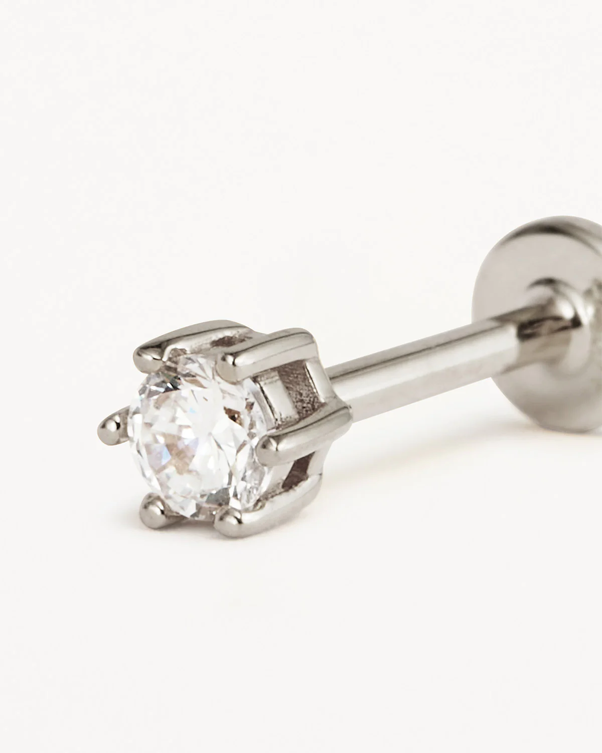 14k Solid White Gold Crystal Cartilage Earring - Image 3