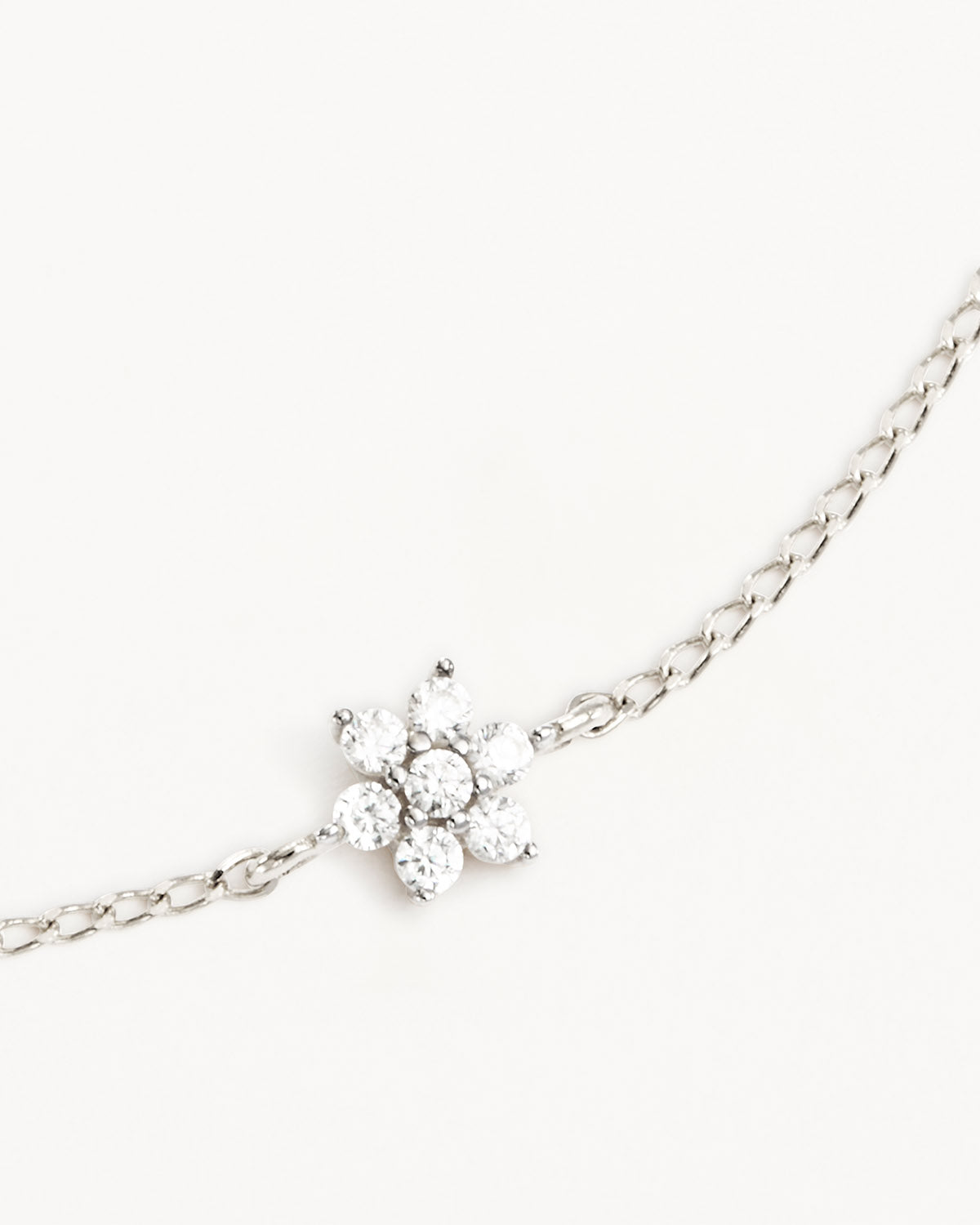 14k Solid White Gold Crystal Lotus Flower Bracelet - Image 3