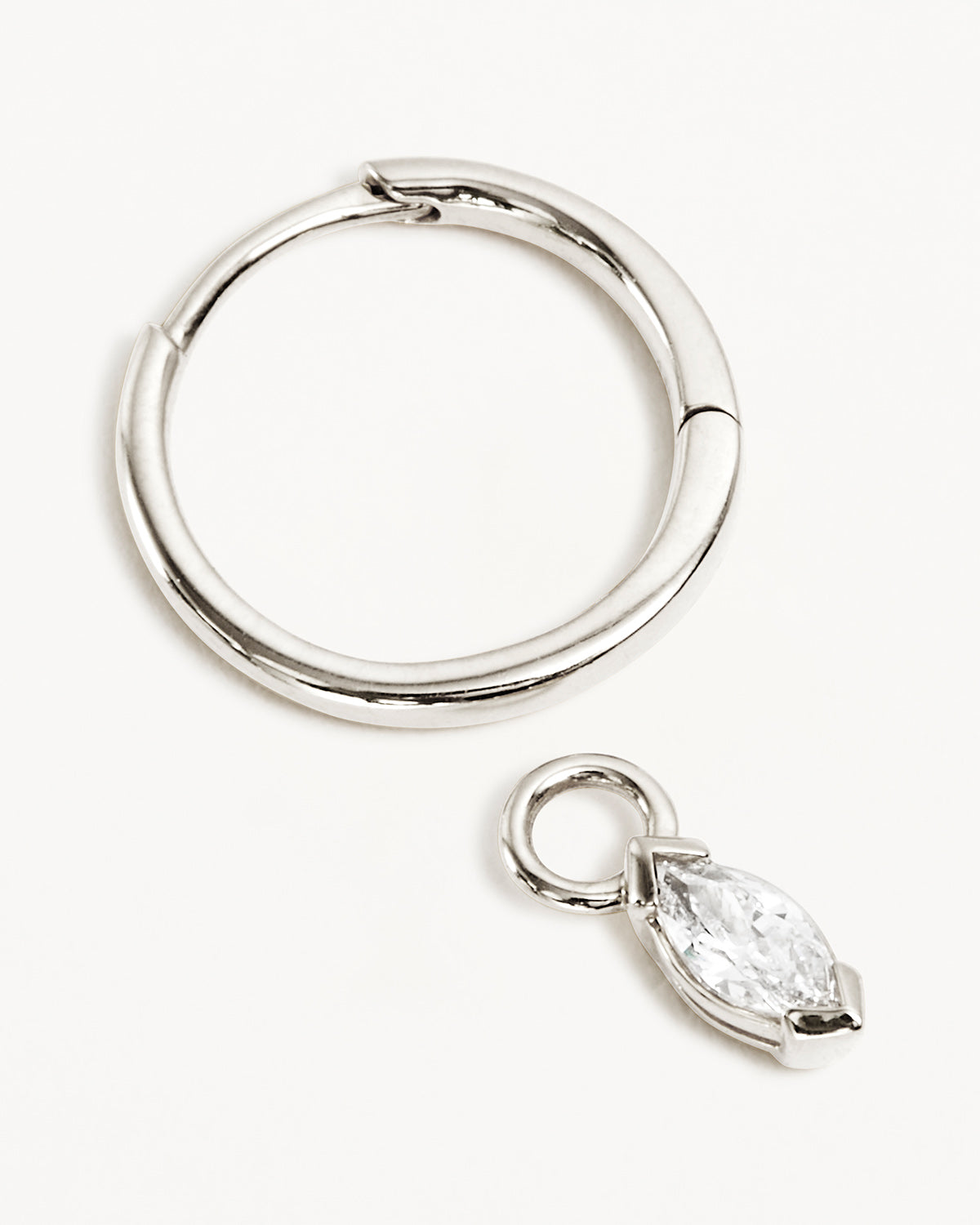 14k Solid White Gold Floating Petal Lab-Grown Diamond Hoop - Image 3