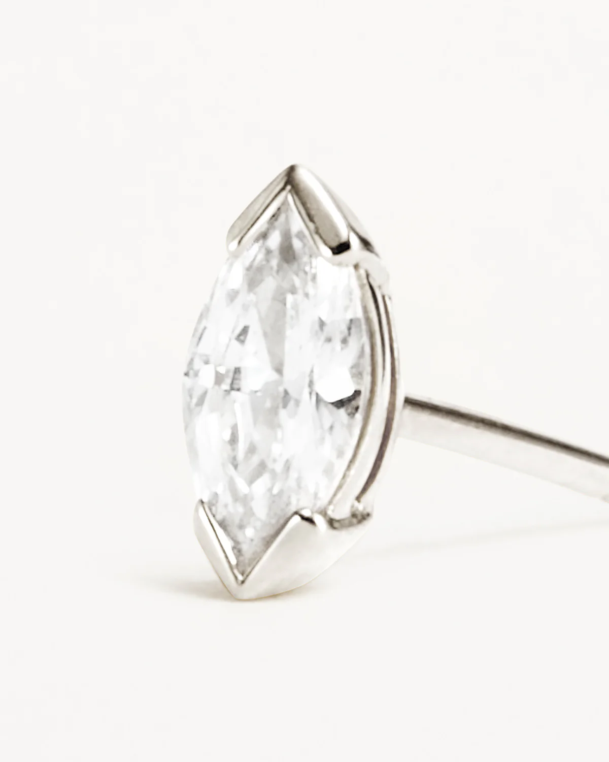 14k Solid White Gold Floating Petal Lab-Grown Diamond Stud Earring - Image 3