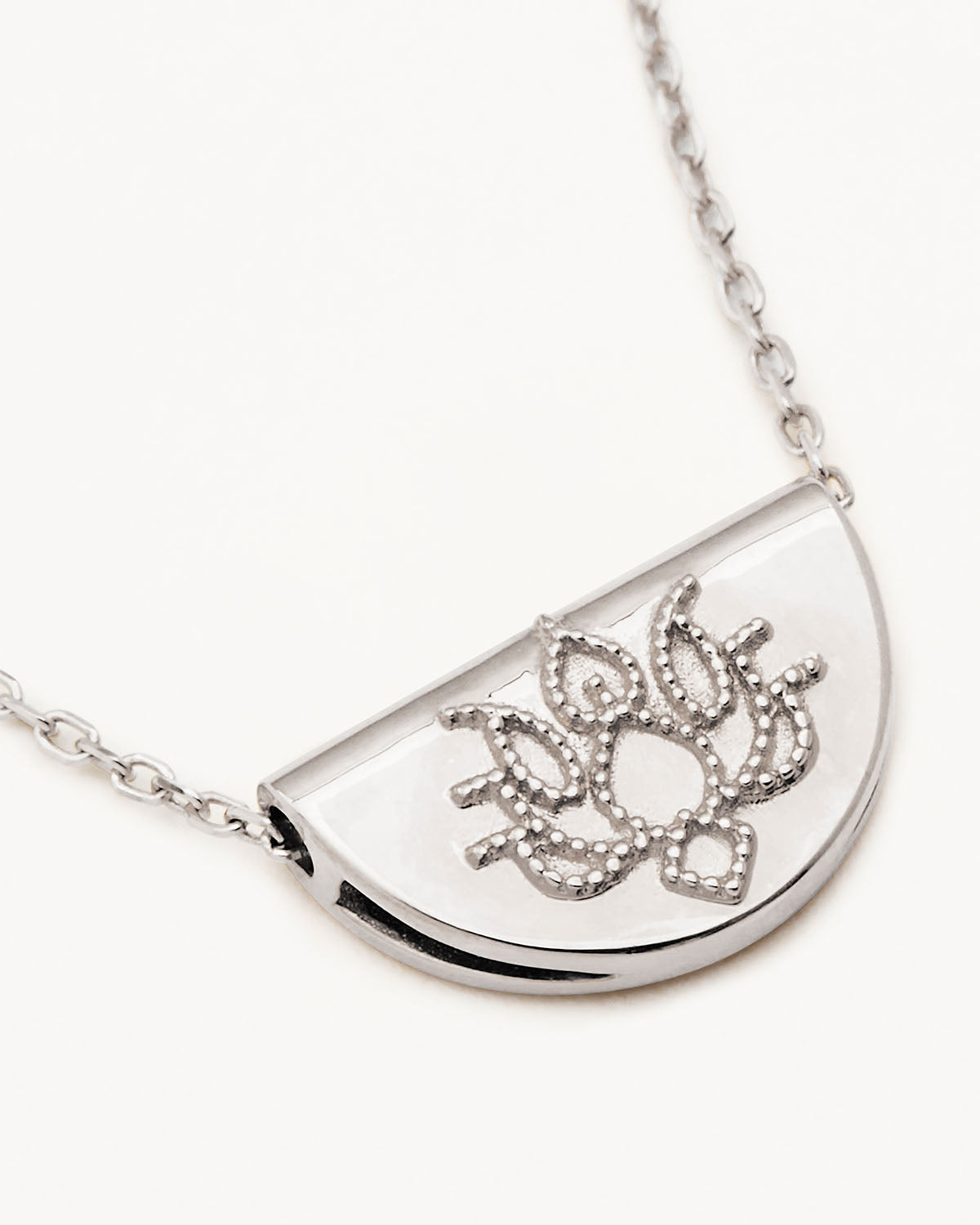 14k Solid White Gold Mini Lotus Necklace - Image 3