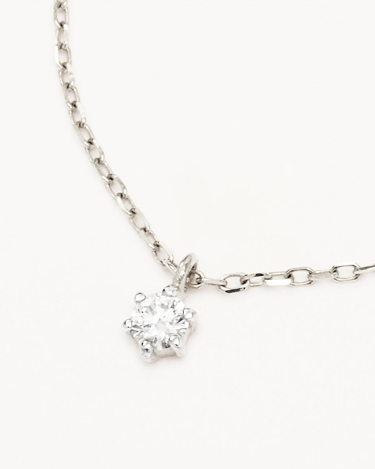 14k Solid White Gold Sweet Droplet Diamond Necklace - Image 3
