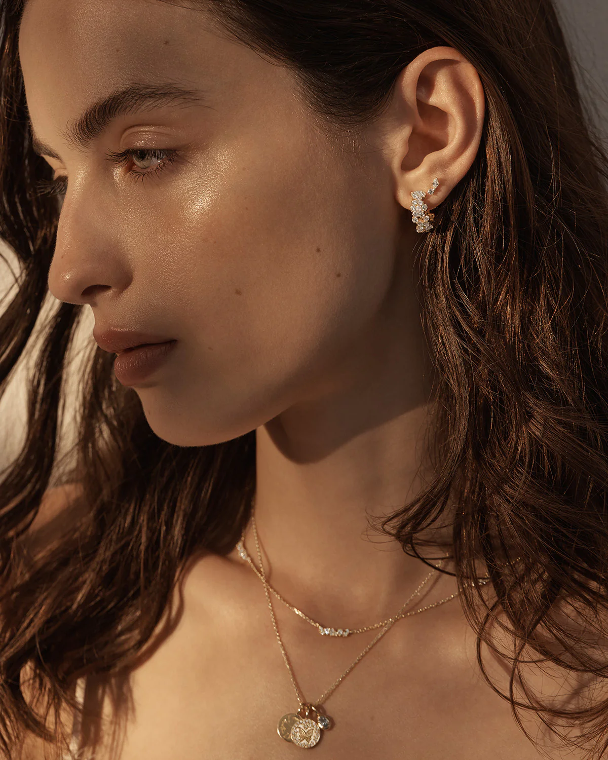 18k Gold Plated Crystal Dust Hoops - Image 5
